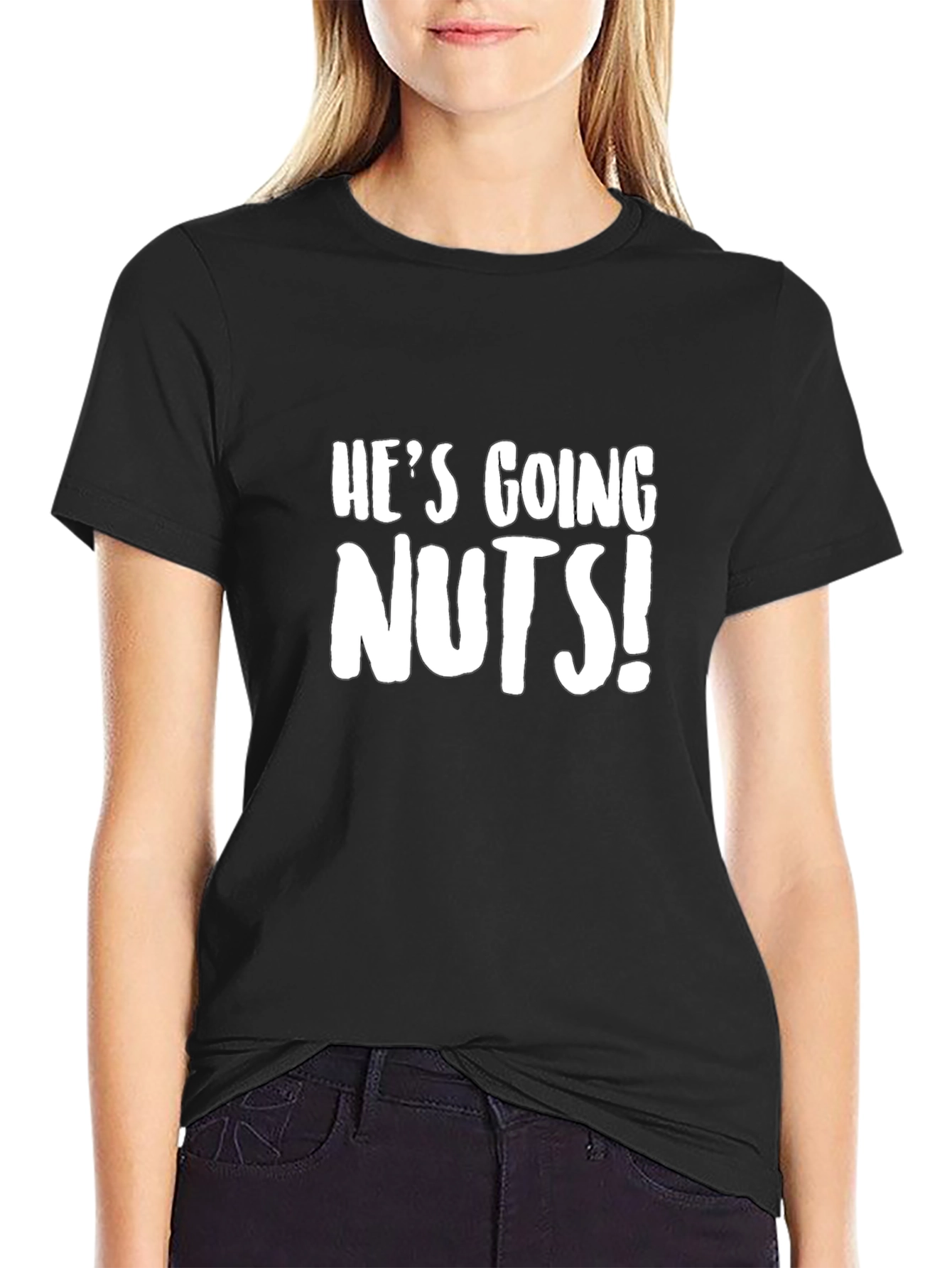 Hes Going Nuts! Graphic Tee - Soft Black T-Shirt