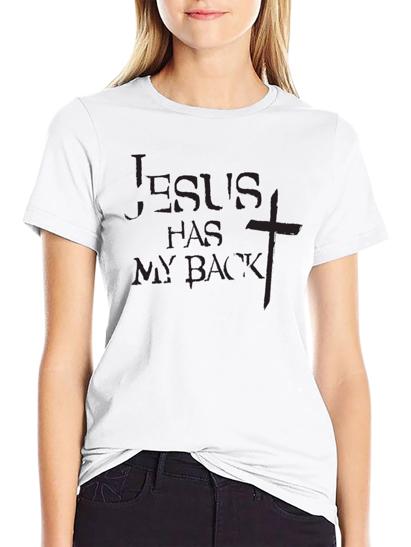 Jesus Has My Back Black T-Shirt