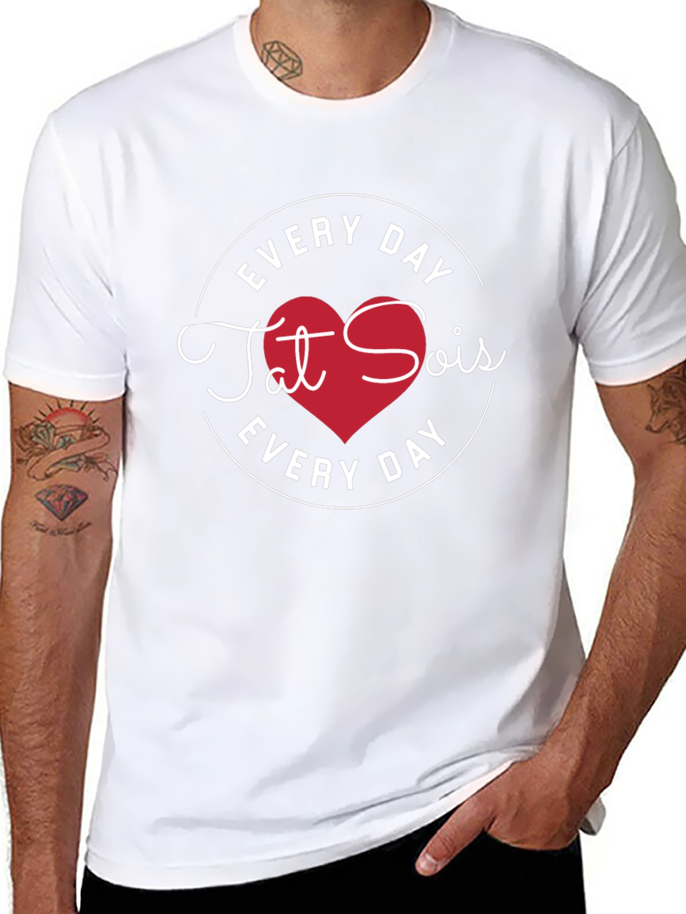 Every Day Tat Sois Heart Graphic Black T-Shirt