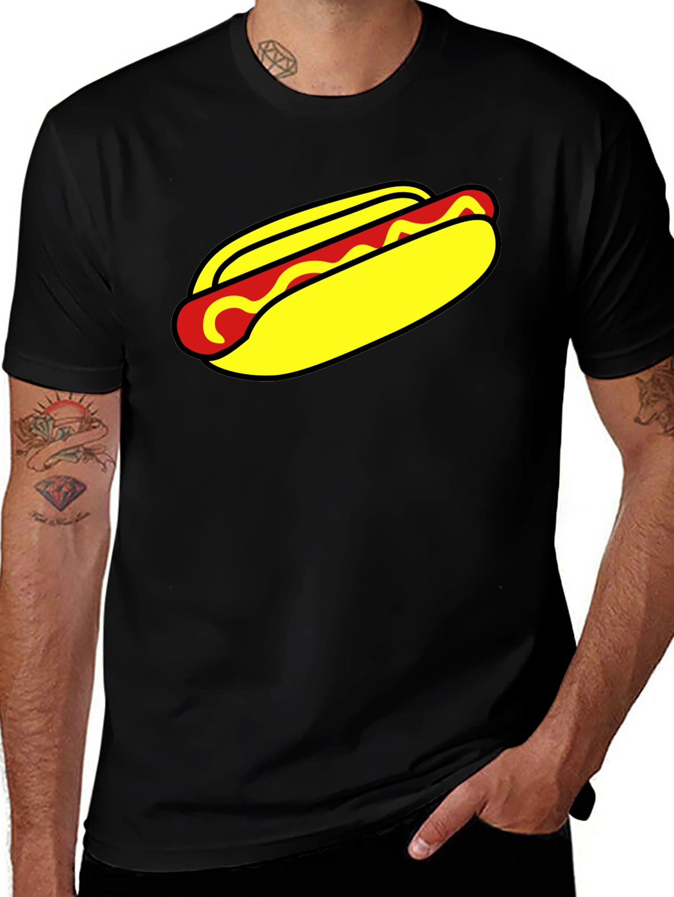 Hot Dog Graphic T-Shirt - Unisex Black Tee