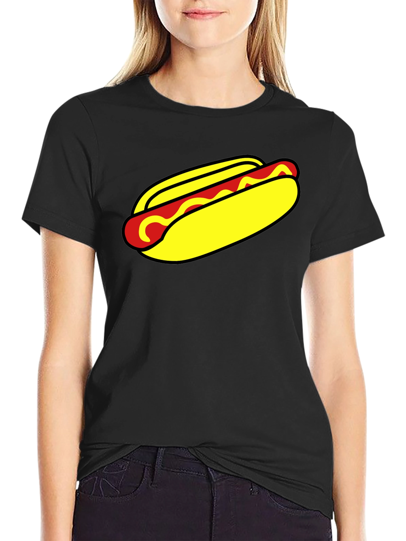 Hot Dog Graphic T-Shirt - Unisex Black Tee