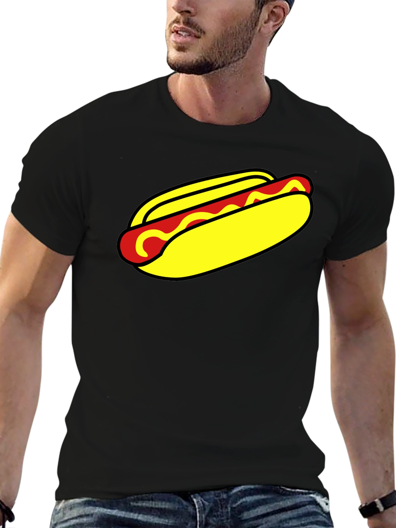 Hot Dog Graphic T-Shirt - Unisex Black Tee