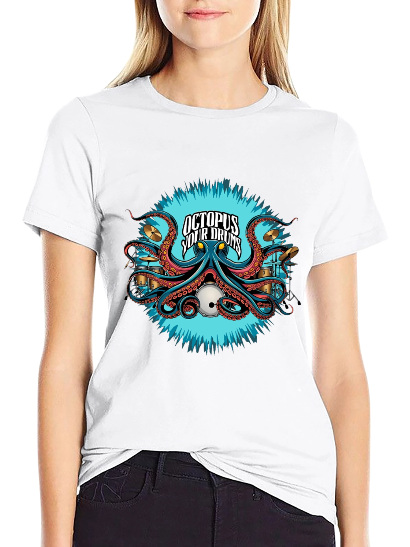 Octopus Your Drums Black T-Shirt