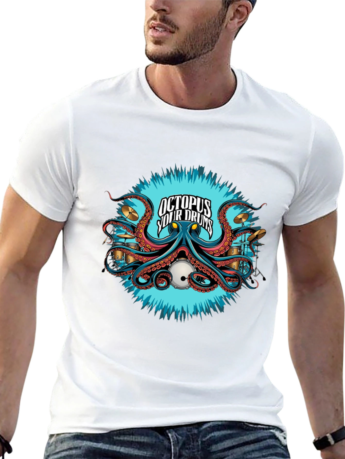 Octopus Your Drums Black T-Shirt