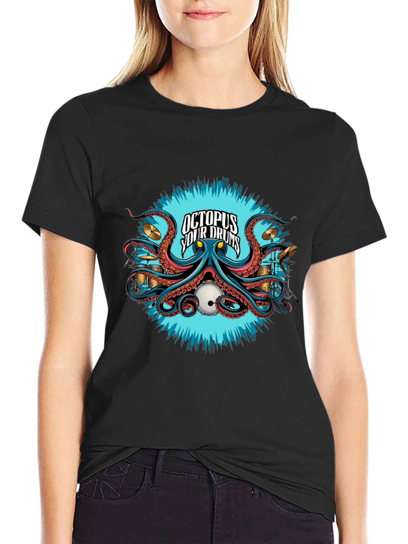 Octopus Your Drums Black T-Shirt