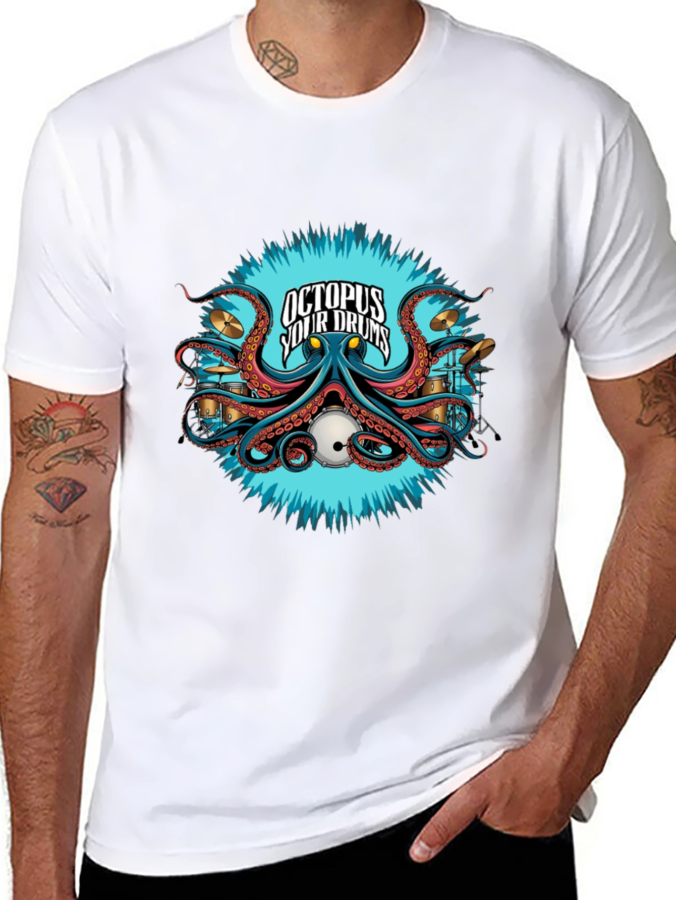 Octopus Your Drums Black T-Shirt
