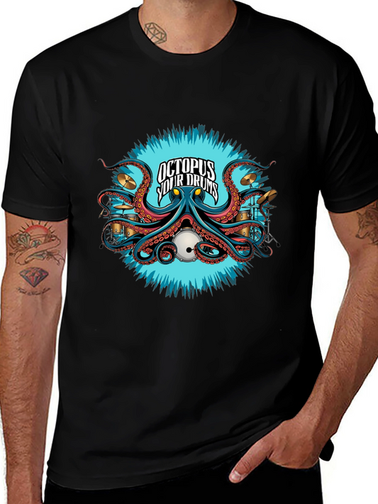 Octopus Your Drums Black T-Shirt
