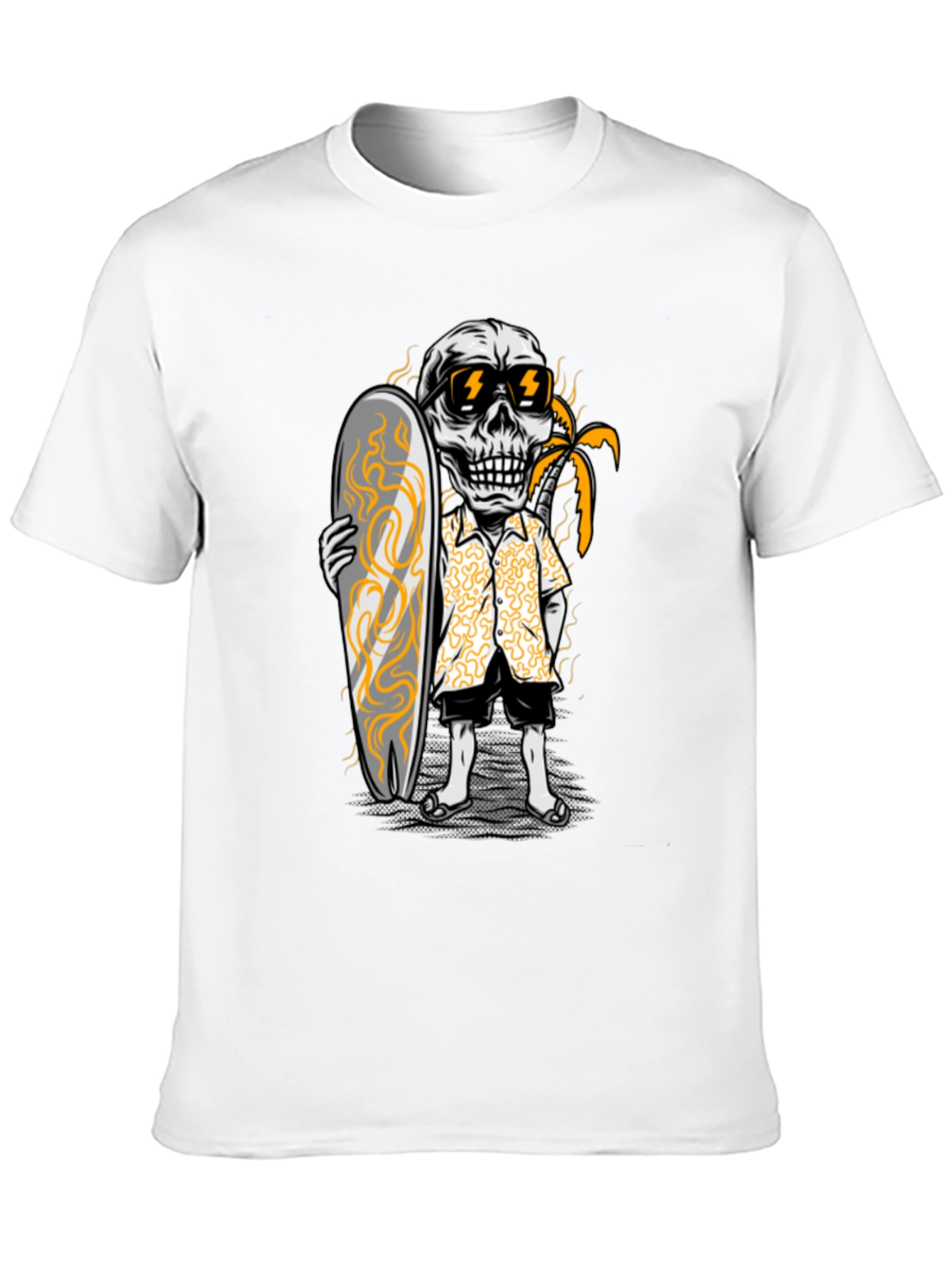 Surfing Skeleton Graphic Tee - Black