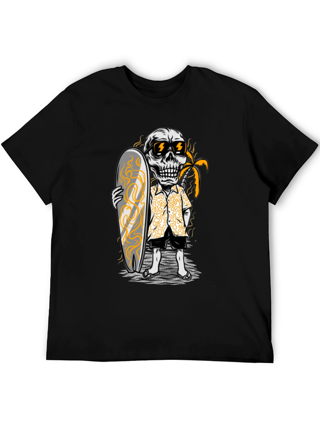 Surfing Skeleton Graphic Tee - Black