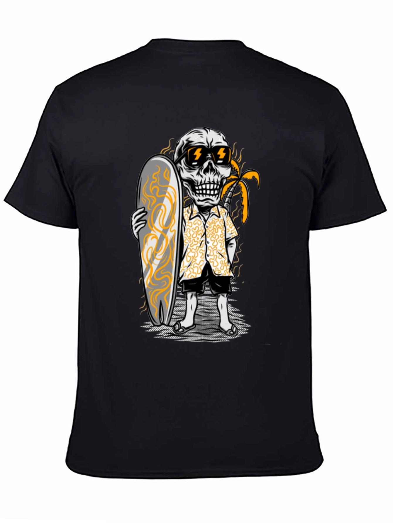 Surfing Skeleton Graphic Tee - Black