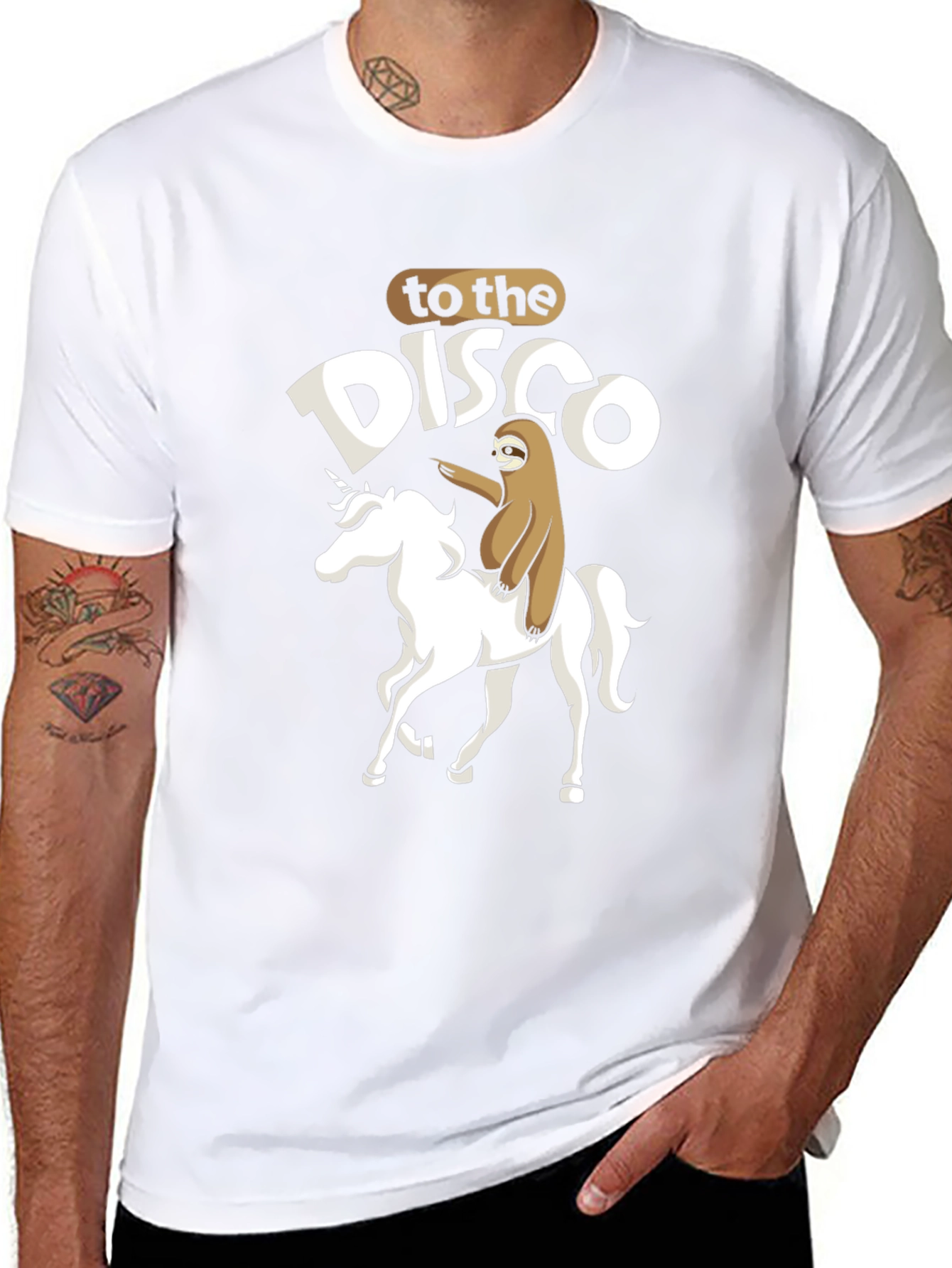 Sloth Riding Unicorn Disco T-Shirt