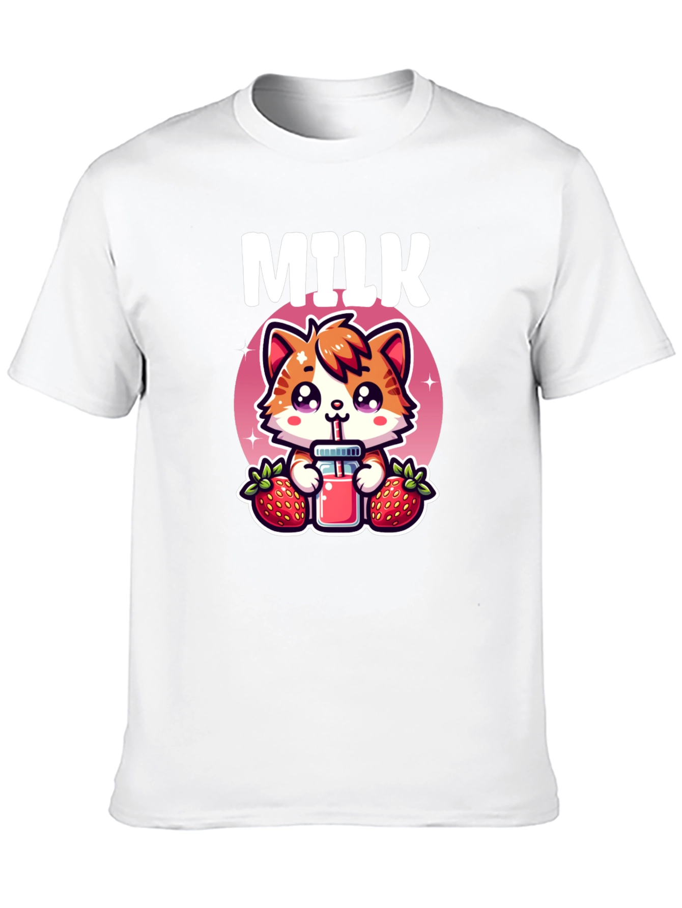 Cute Milk & Strawberry Cat T-Shirt