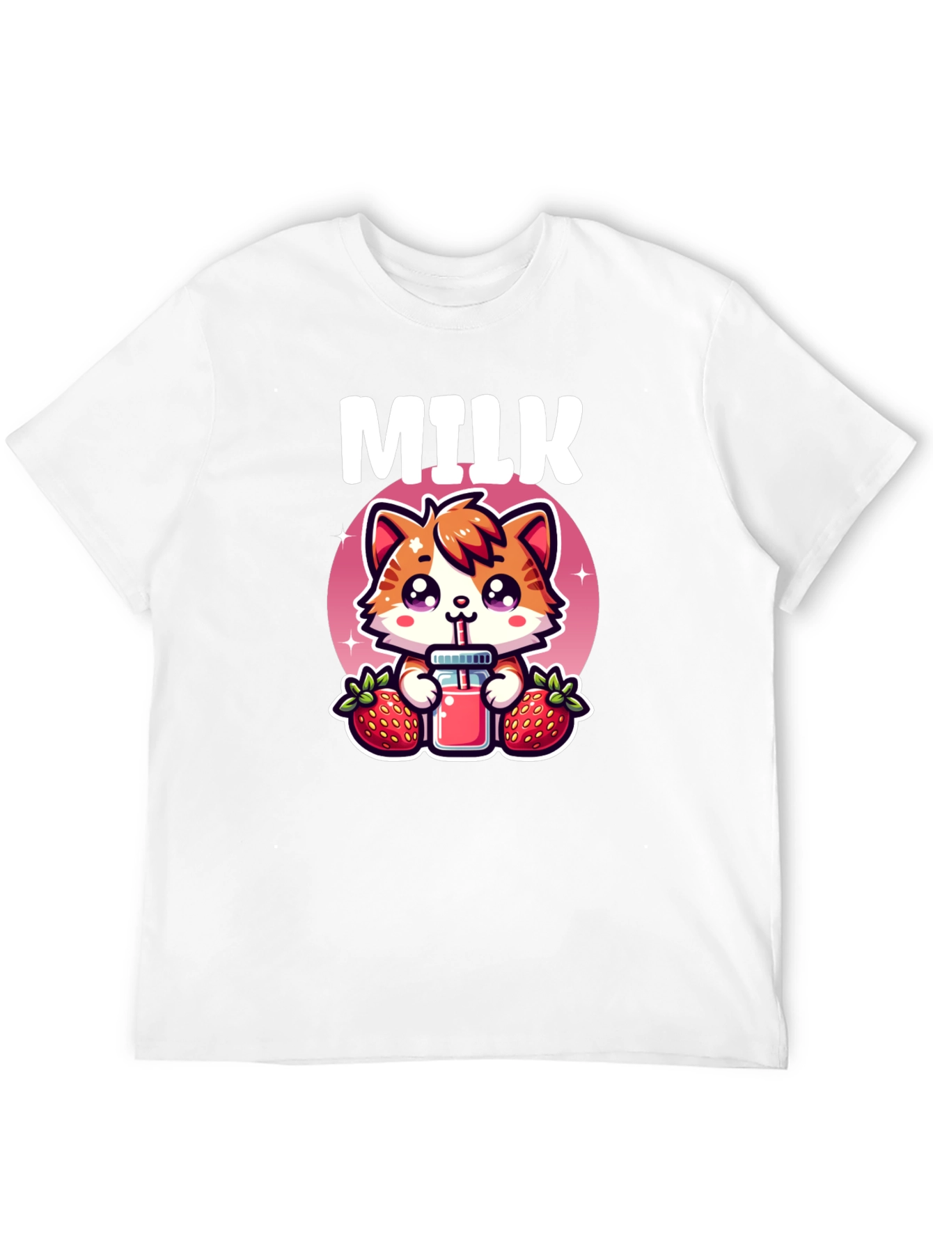 Cute Milk & Strawberry Cat T-Shirt