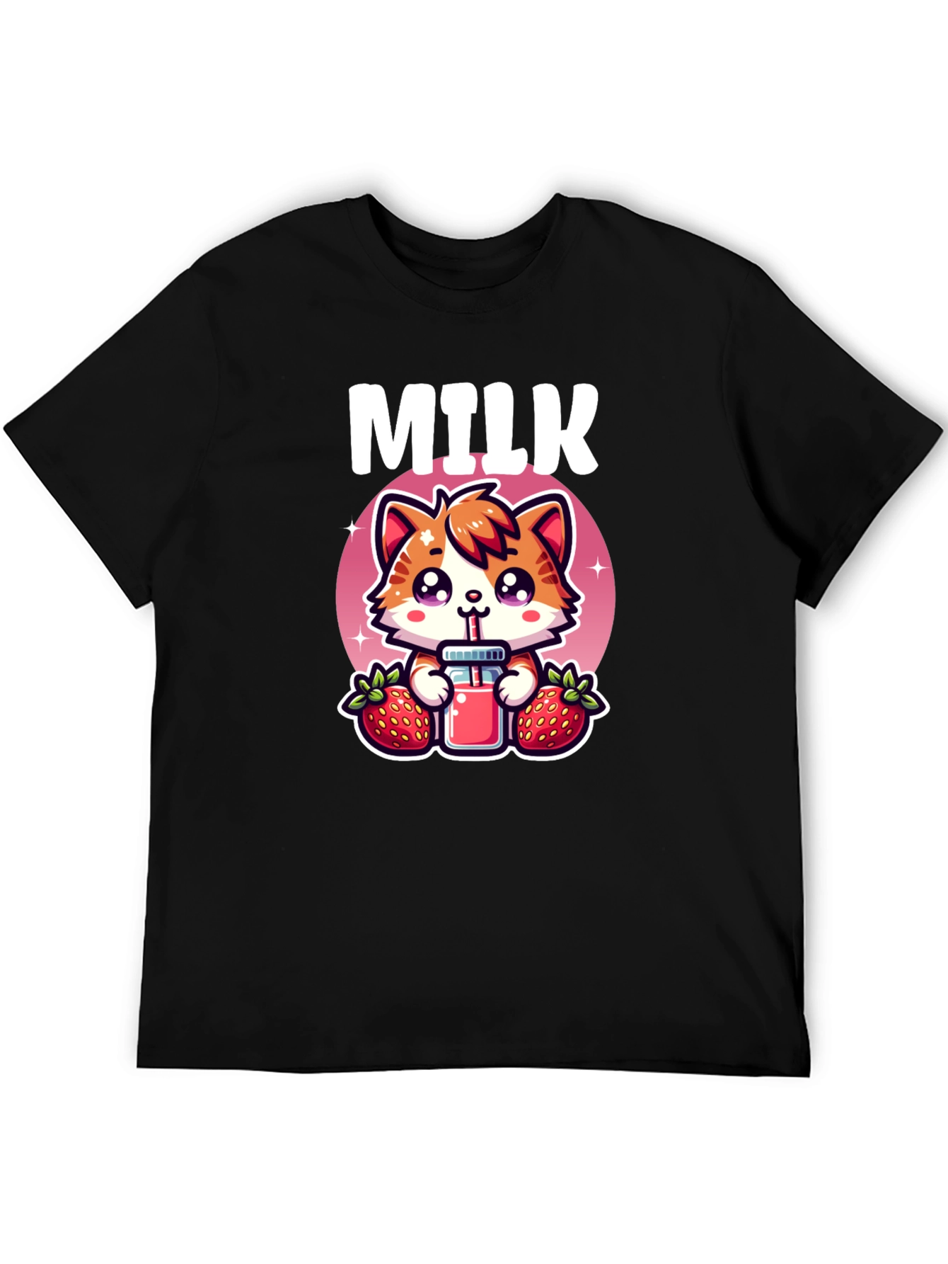 Cute Milk & Strawberry Cat T-Shirt