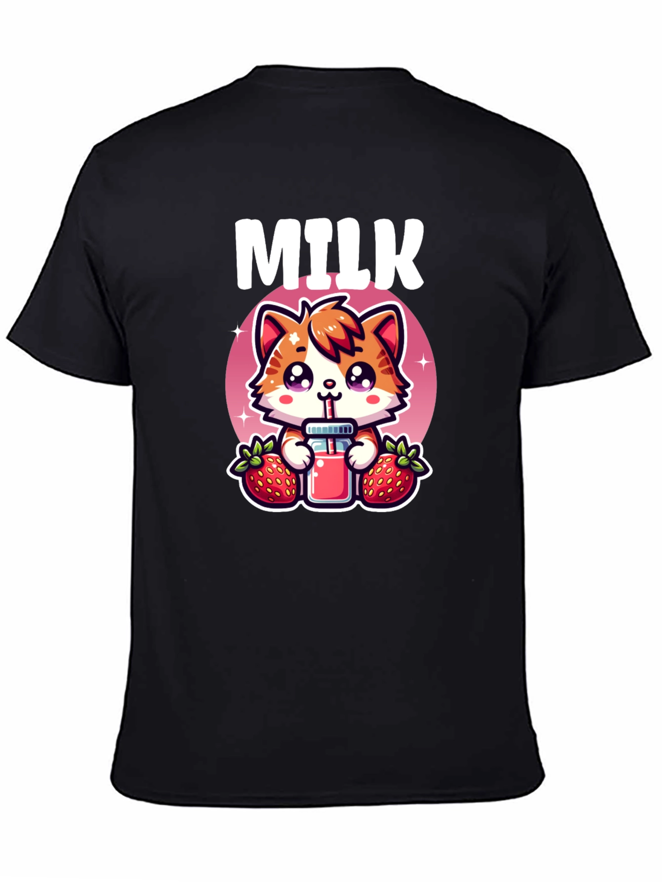 Cute Milk & Strawberry Cat T-Shirt