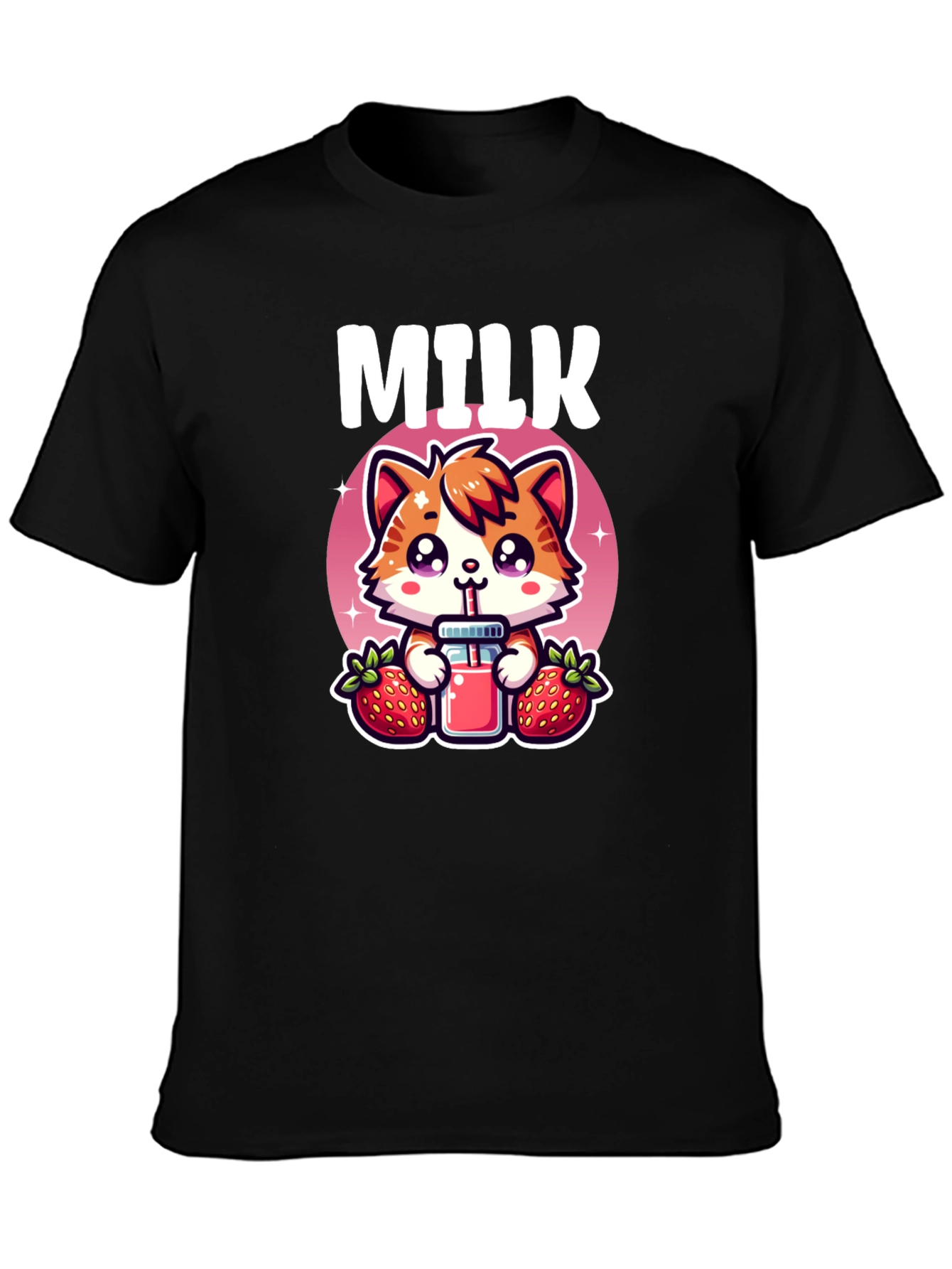 Cute Milk & Strawberry Cat T-Shirt