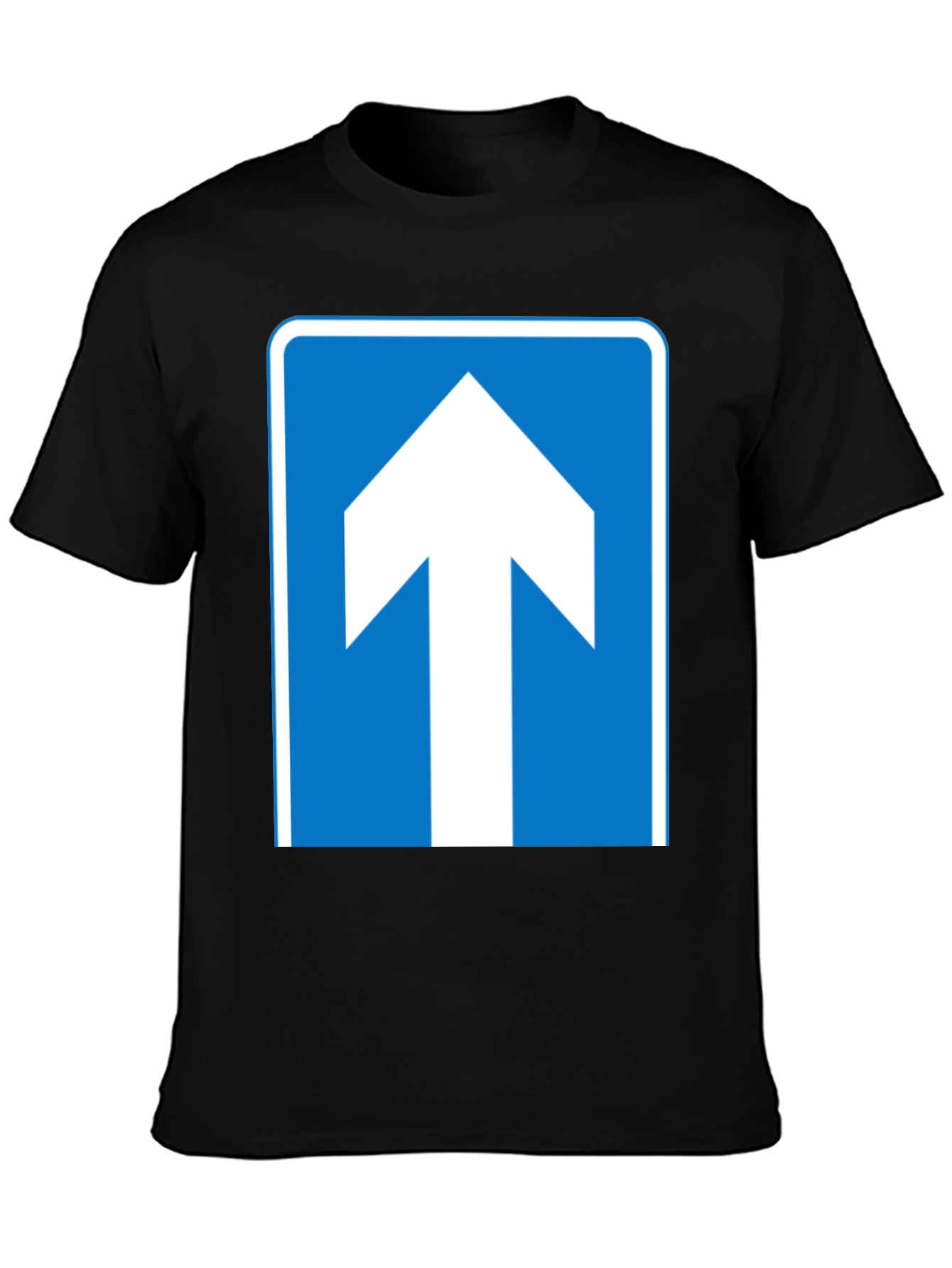 Upward Arrow Graphic Tee - Blue & White Design