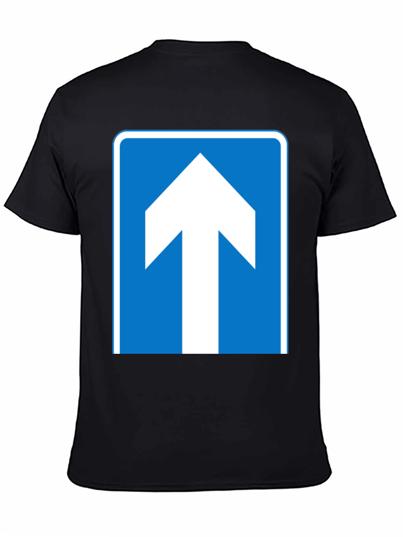 Upward Arrow Graphic Tee - Blue & White Design