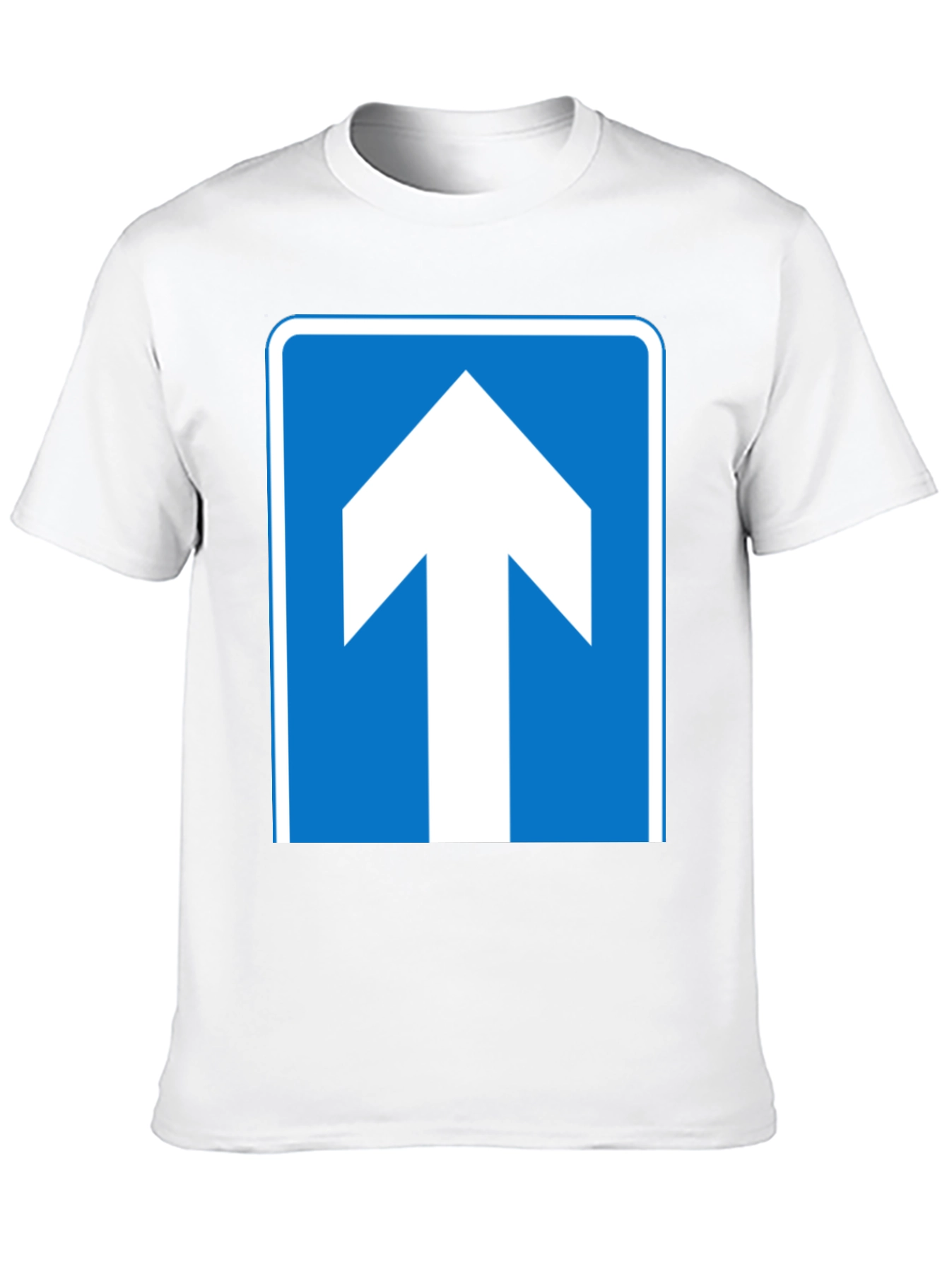 Upward Arrow Graphic Tee - Blue & White Design