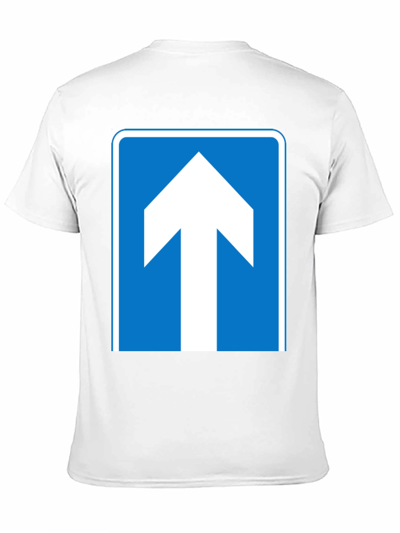 Upward Arrow Graphic Tee - Blue & White Design