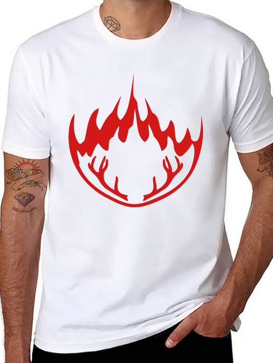Flaming Stag Graphic Black T-Shirt