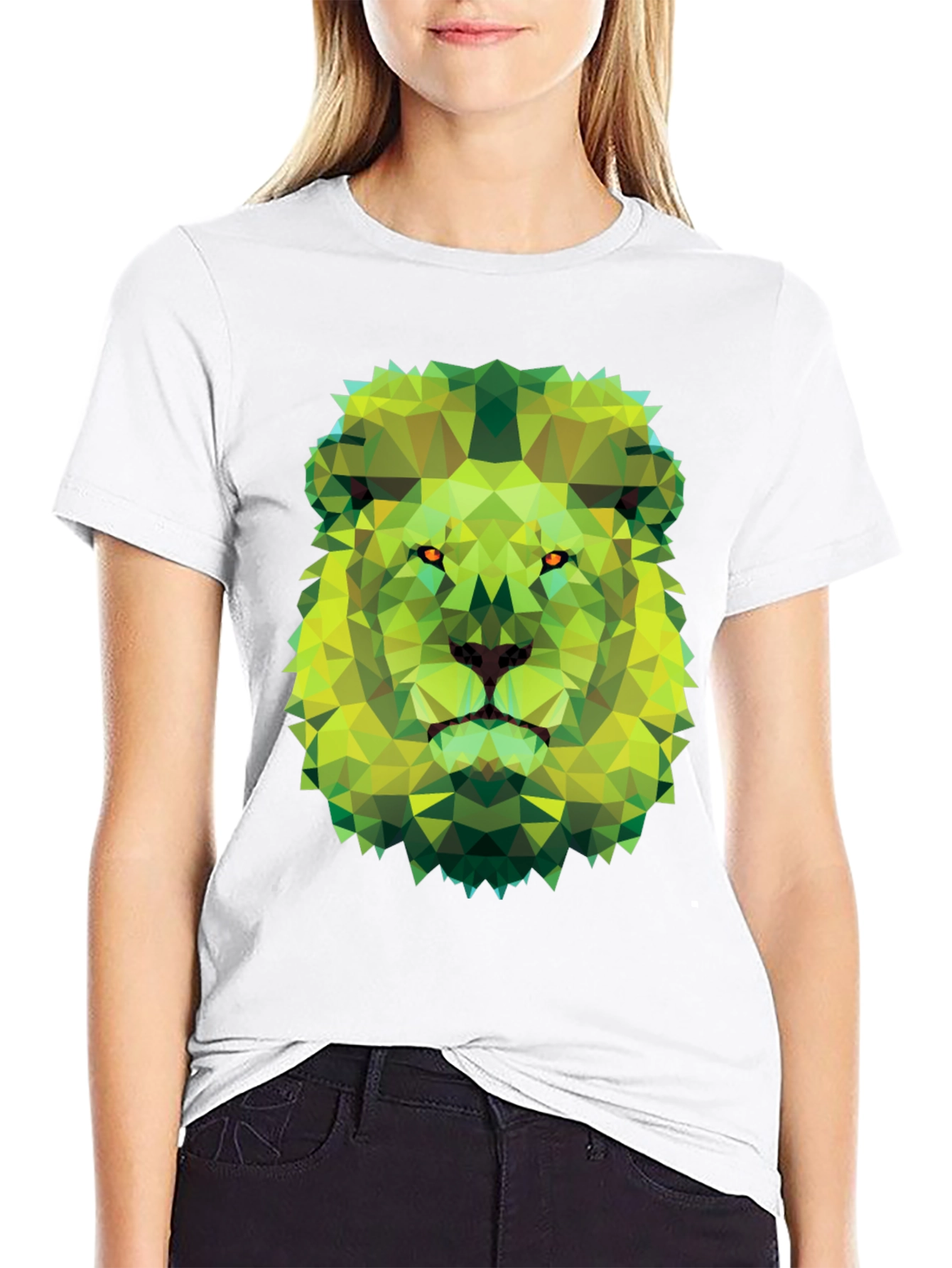 Geometric Lion Graphic Tee - Modern Animal Print T-Shirt
