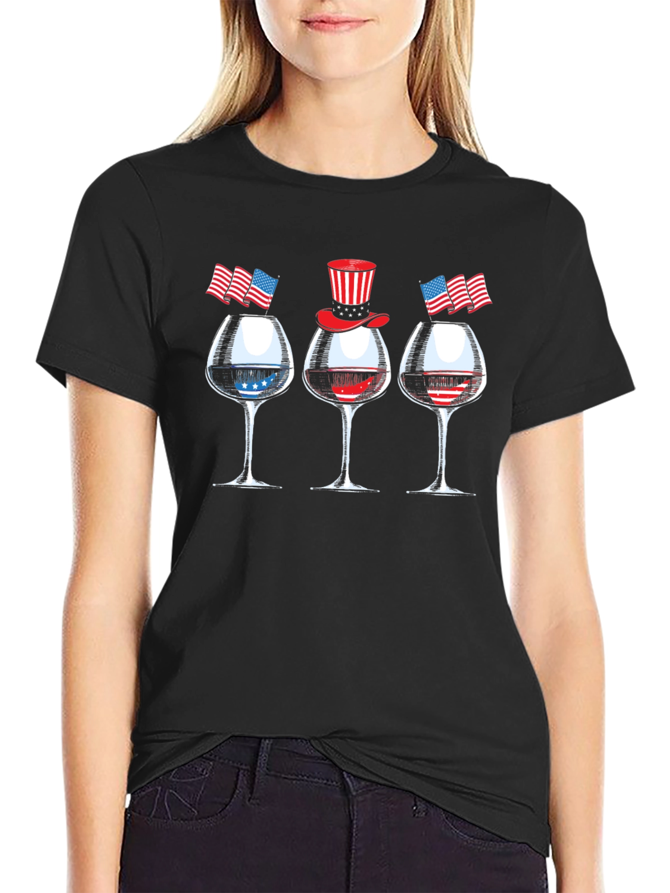 Patriotic Wine Glasses Mens T-Shirt