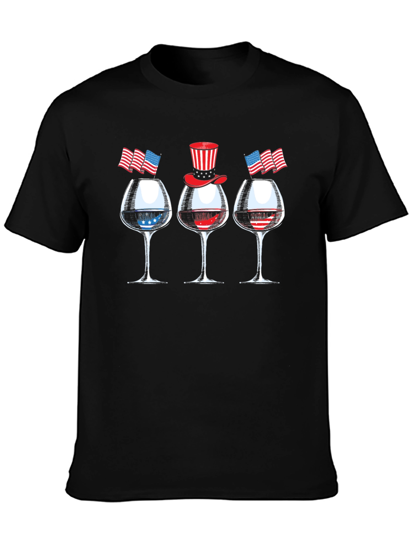 Patriotic Wine Glasses Mens T-Shirt