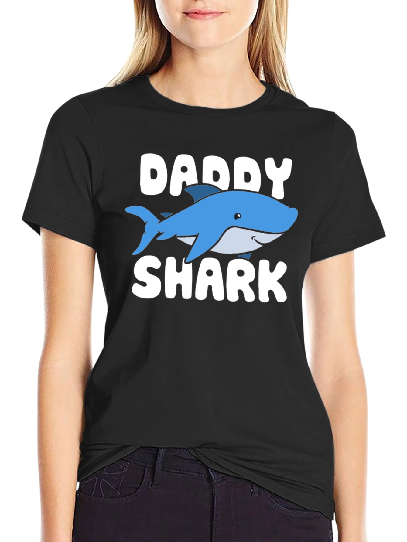 Daddy Shark Graphic Tee - Black Cotton T-Shirt