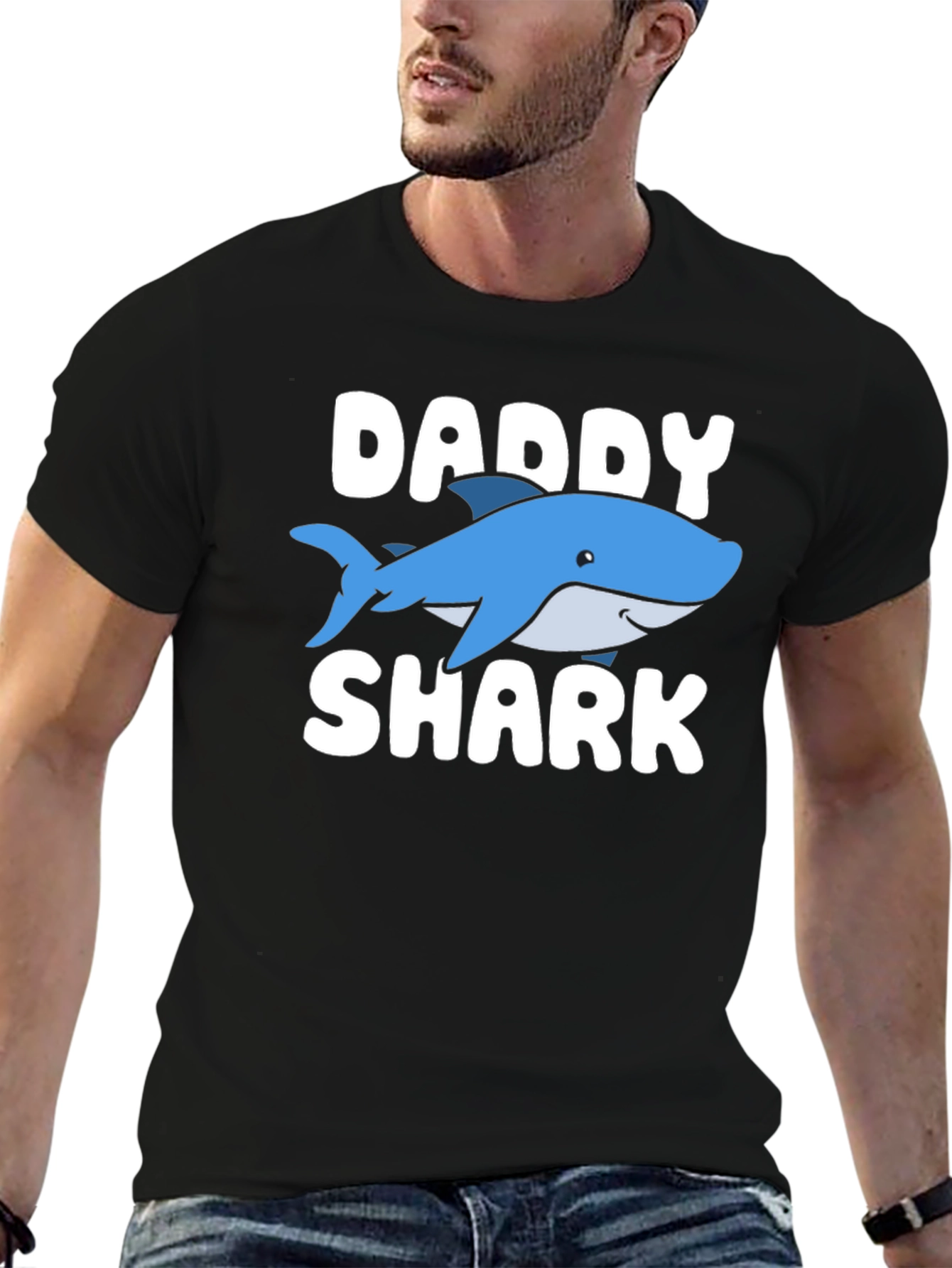 Daddy Shark Graphic Tee - Black Cotton T-Shirt