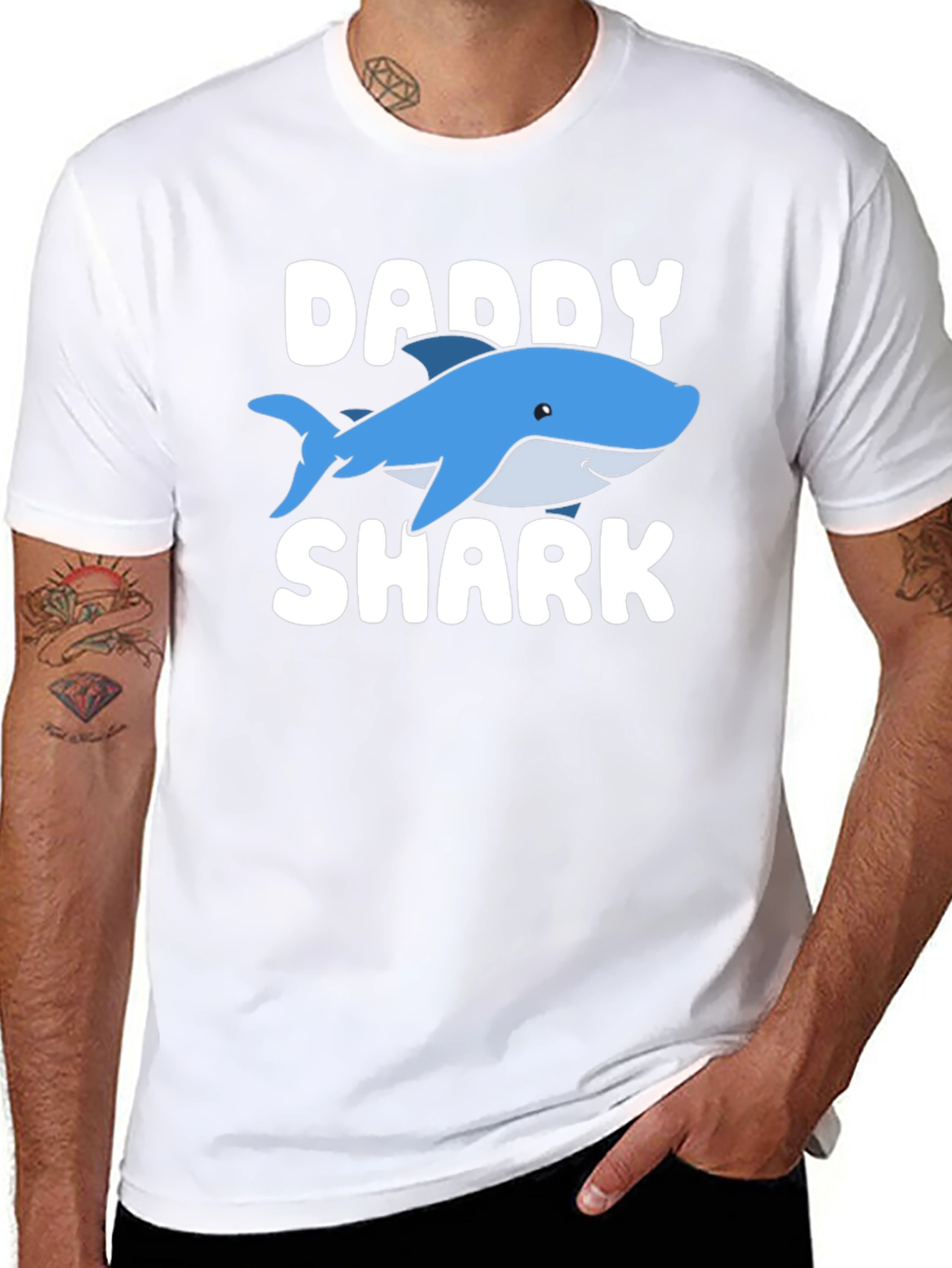 Daddy Shark Graphic Tee - Black Cotton T-Shirt