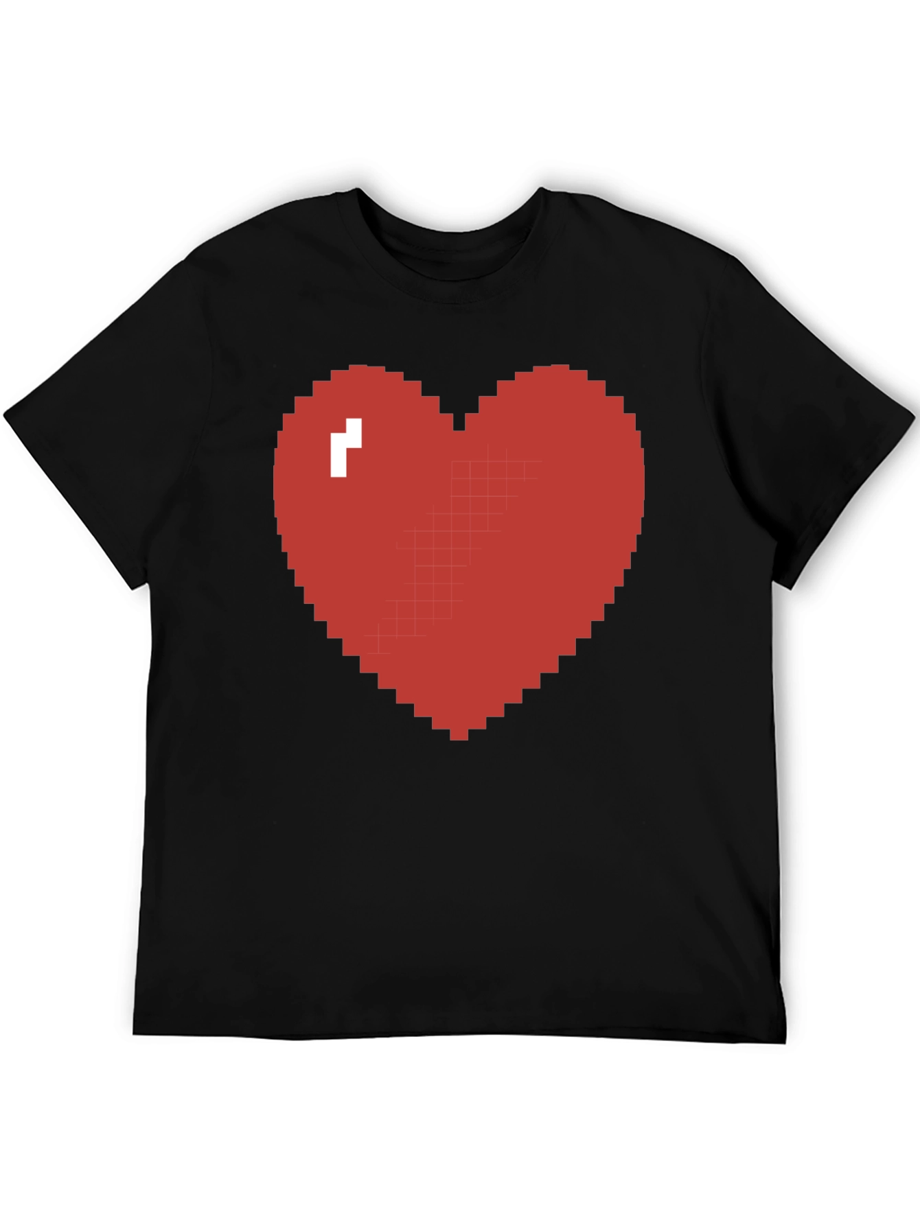 Pixel Heart Graphic Tee - Gamer Style Black T-Shirt