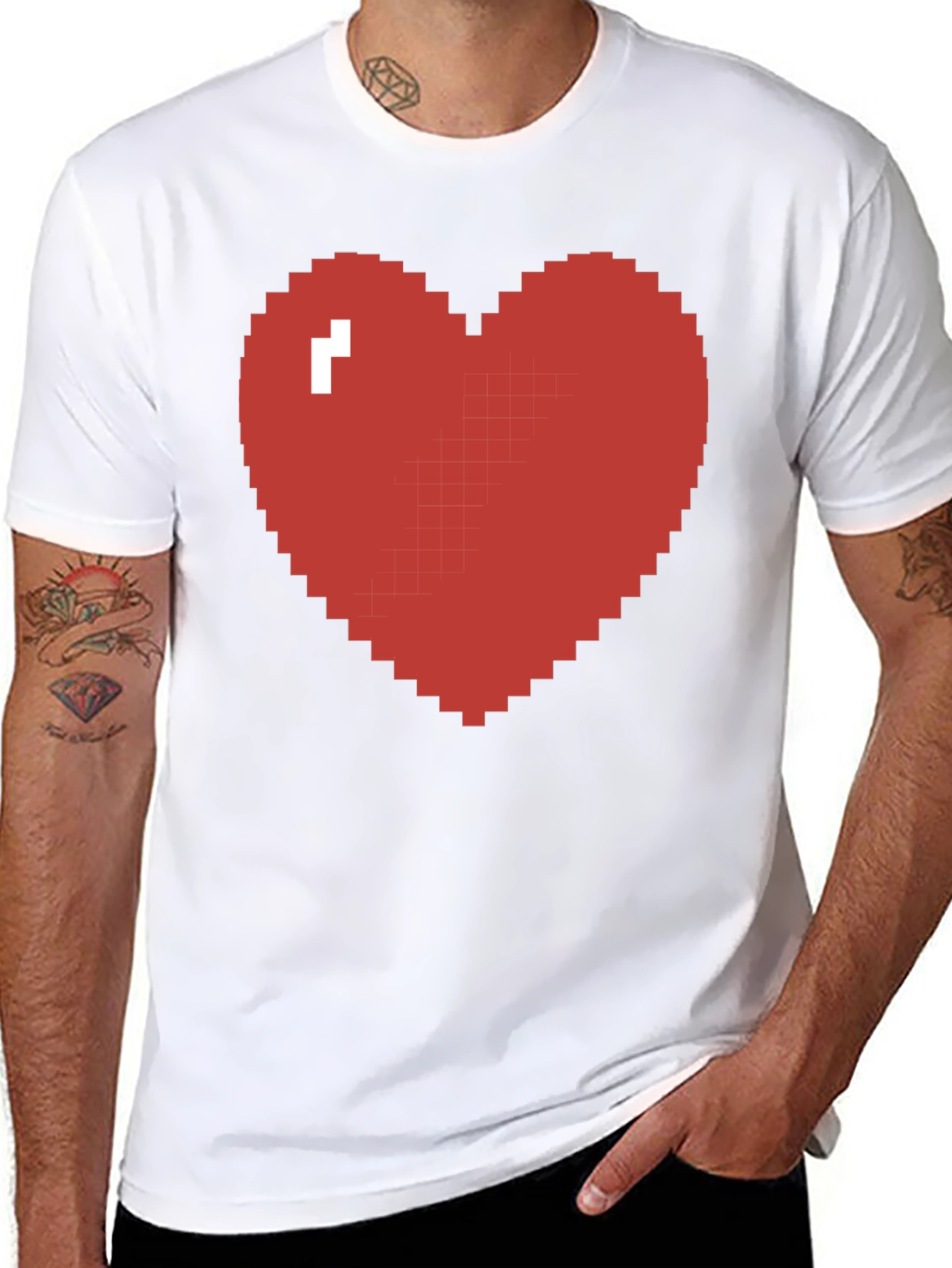 Pixel Heart Graphic Tee - Gamer Style Black T-Shirt