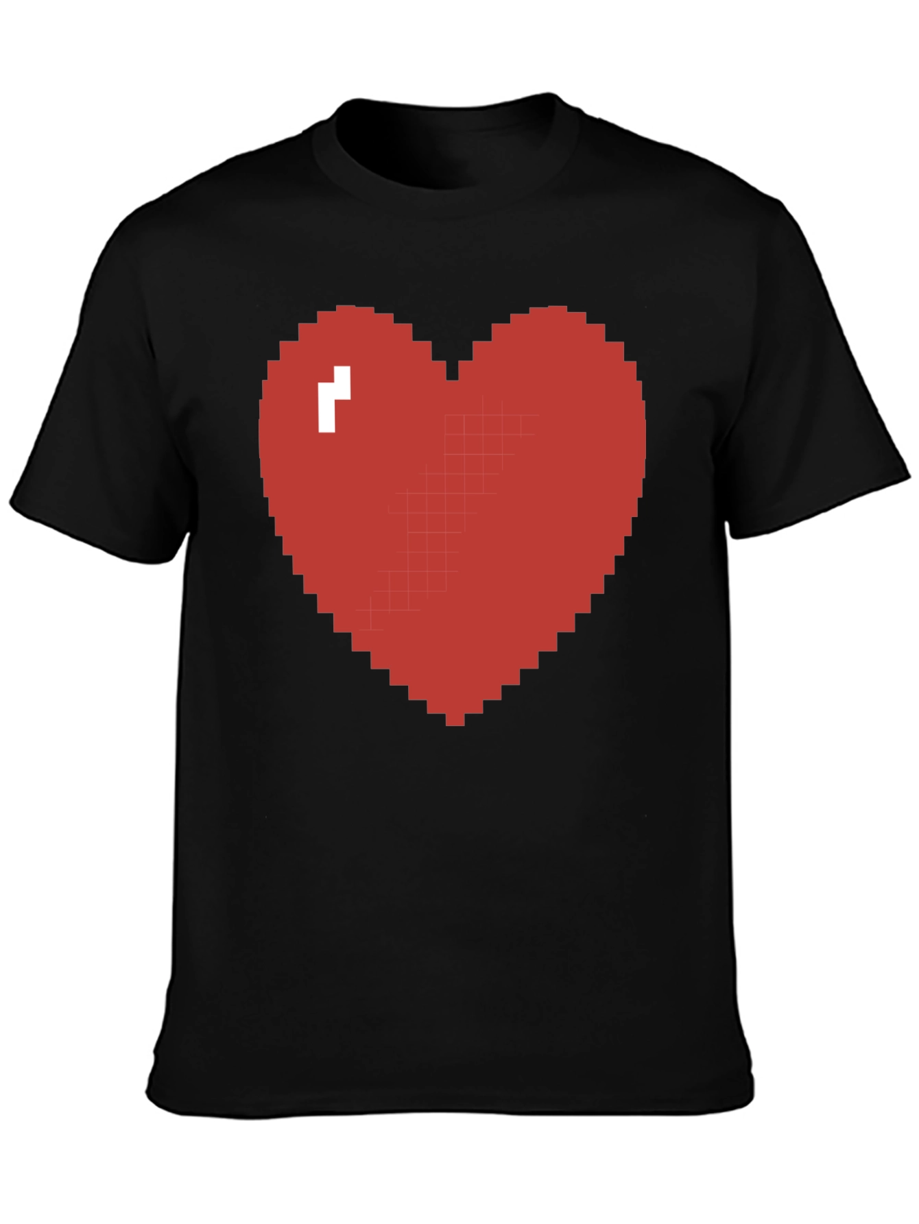 Pixel Heart Graphic Tee - Gamer Style Black T-Shirt