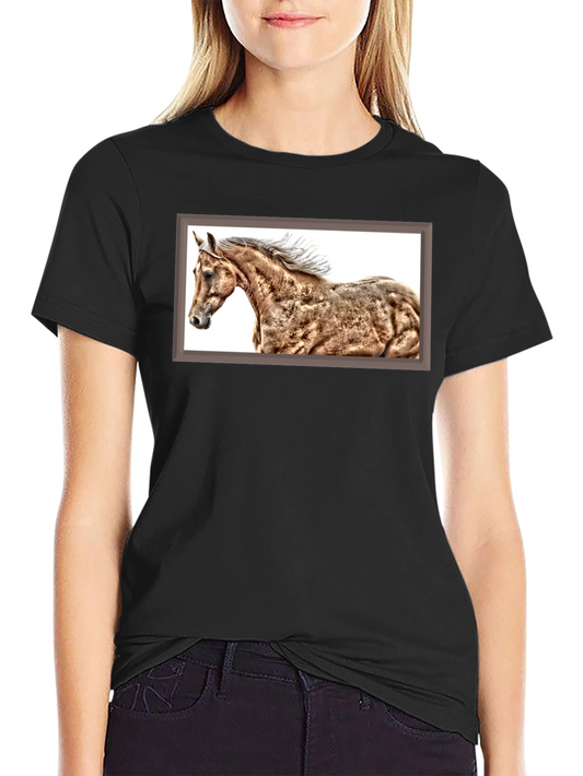 Horse Graphic Black T-Shirt - Stylish Animal Print Tee