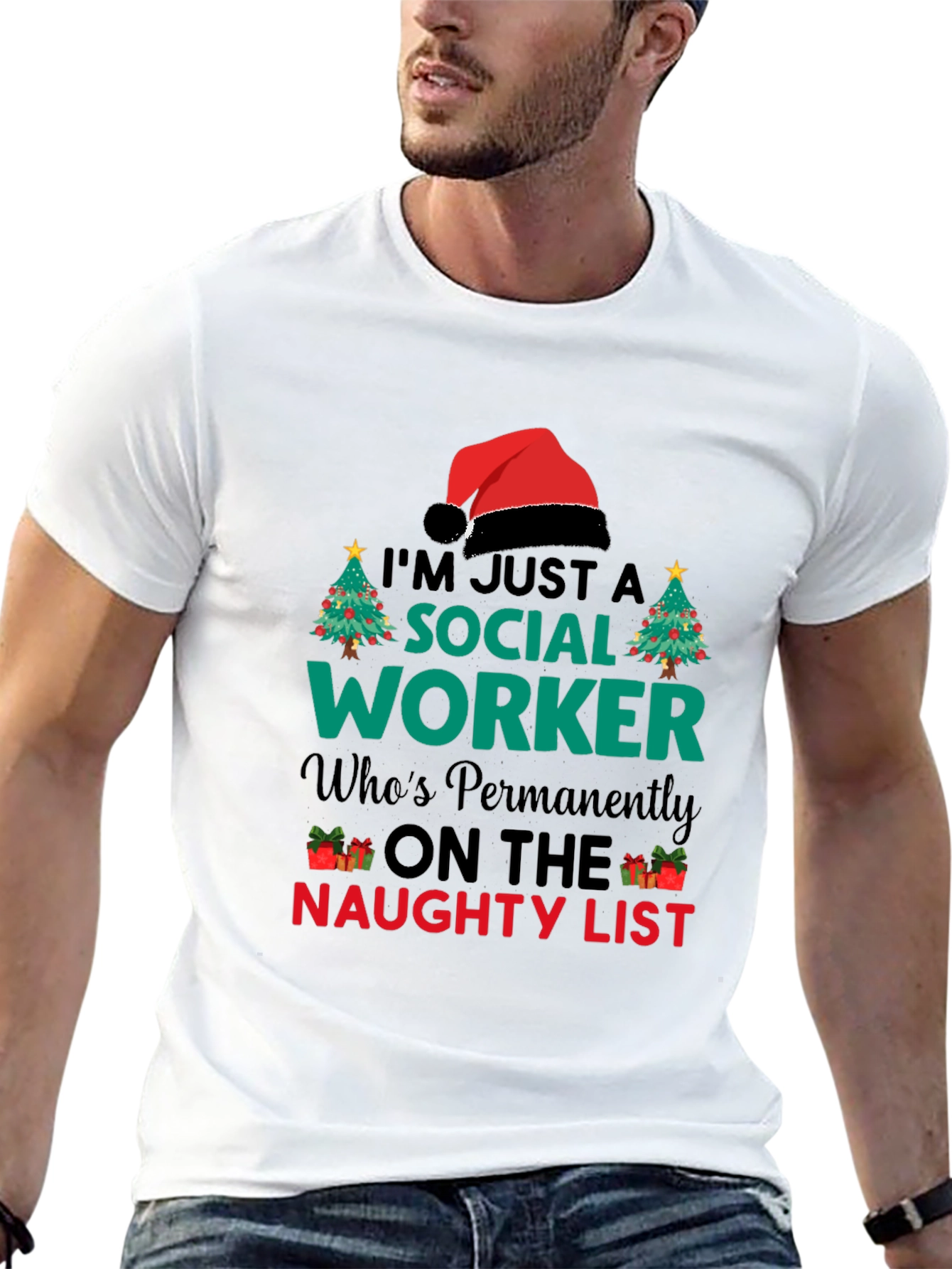 Social Worker Naughty List Christmas T-Shirt
