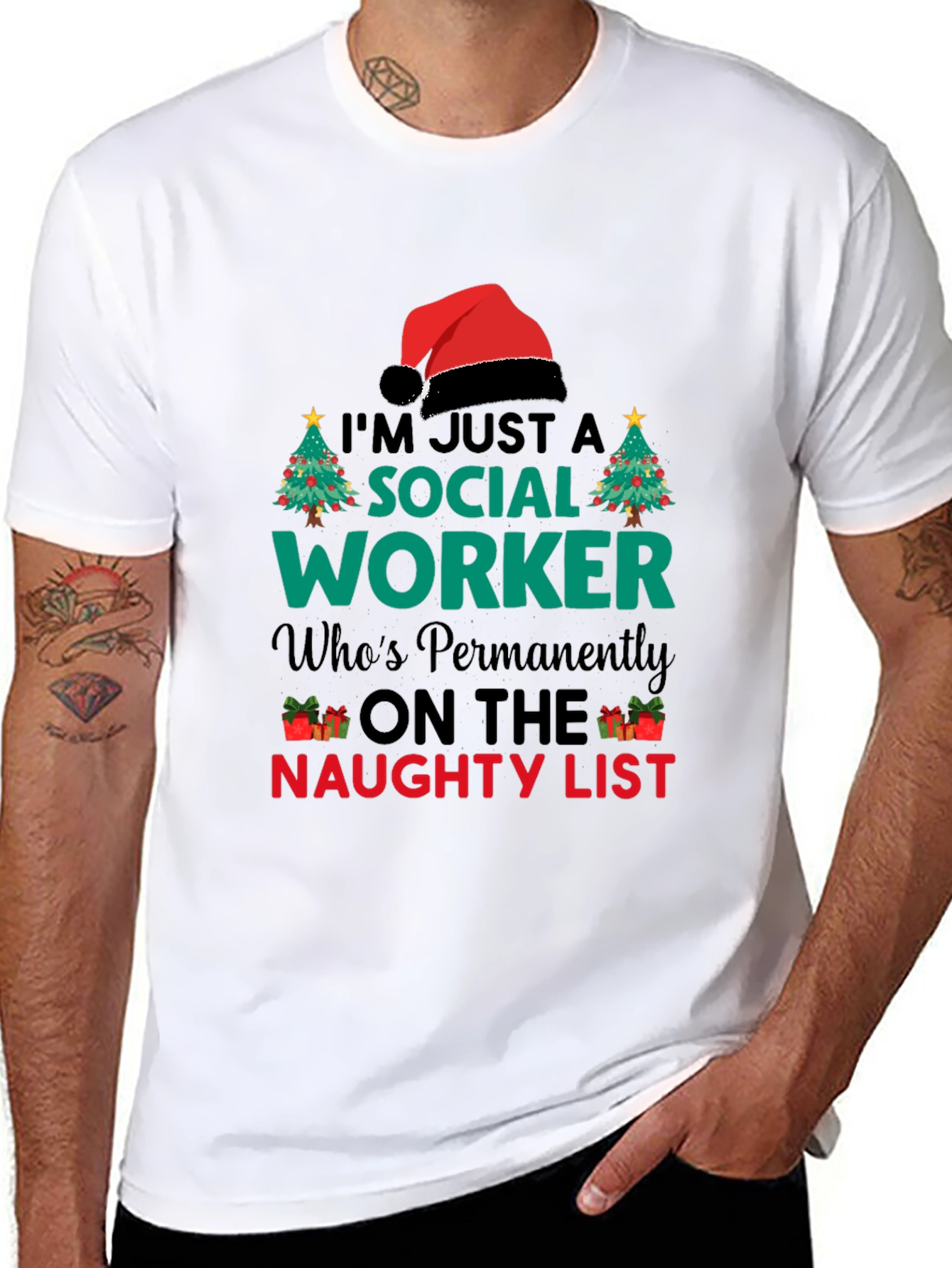 Social Worker Naughty List Christmas T-Shirt