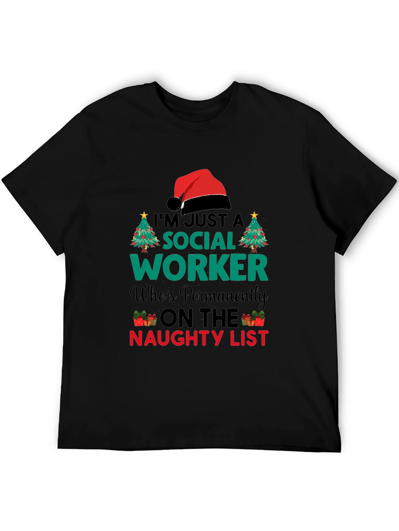 Social Worker Naughty List Christmas T-Shirt