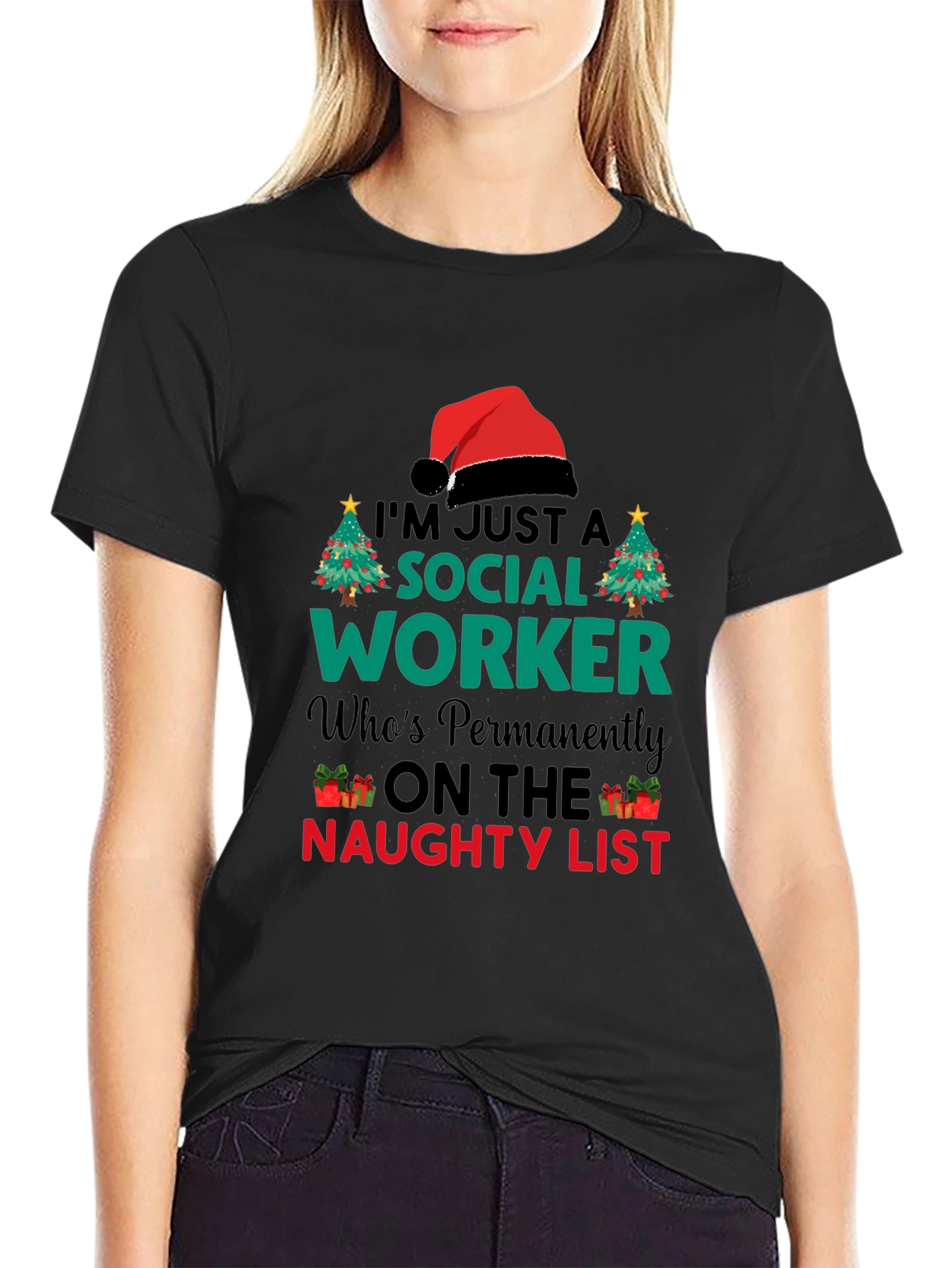 Social Worker Naughty List Christmas T-Shirt
