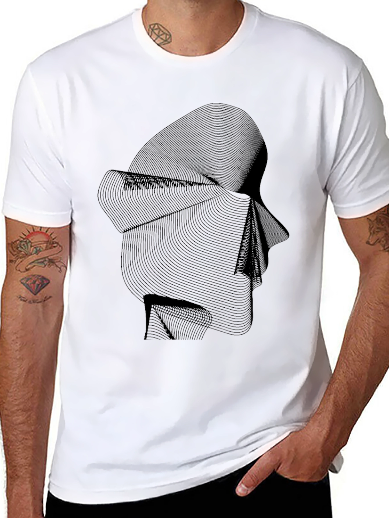 Abstract Line Art Graphic Tee - Modern Style
