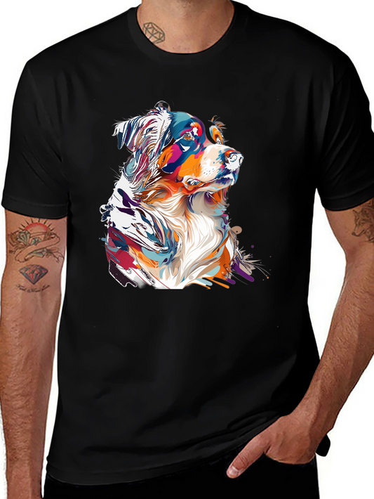 Dog Art T-Shirt - Colorful Australian Shepherd Tee