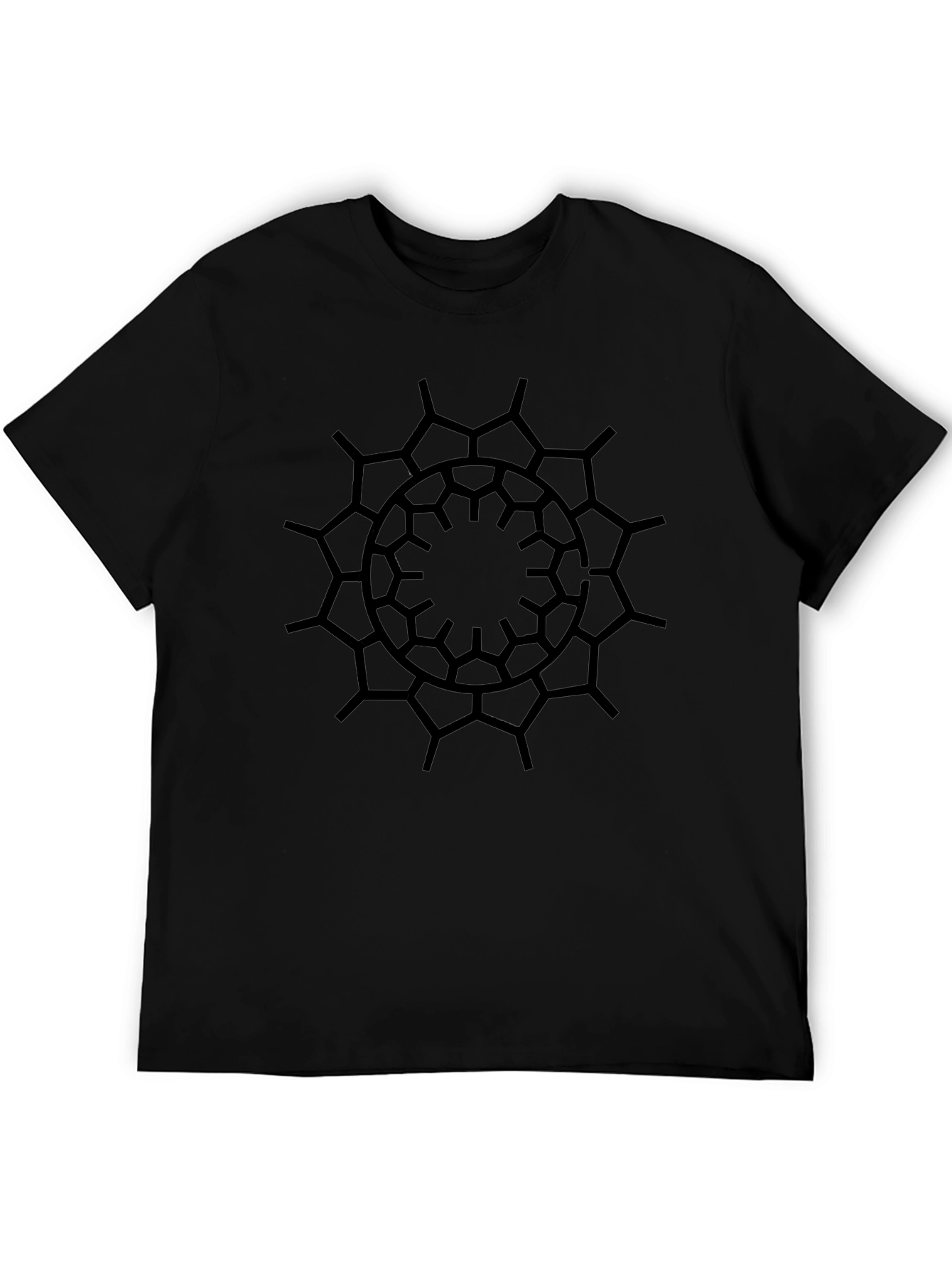 Geometric Print Mens Black T-Shirt