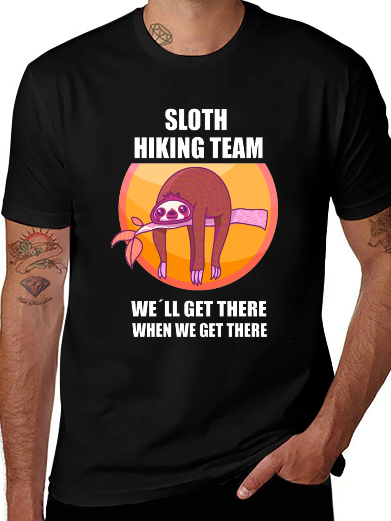 Sloth Hiking Team Graphic T-Shirt