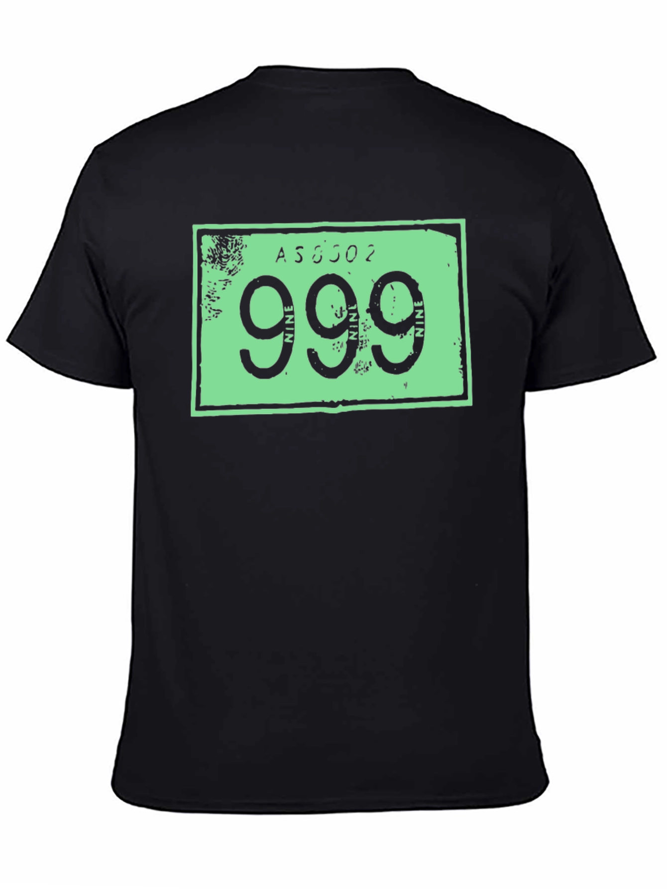 999 License Plate T-Shirt - Black Cotton Tee