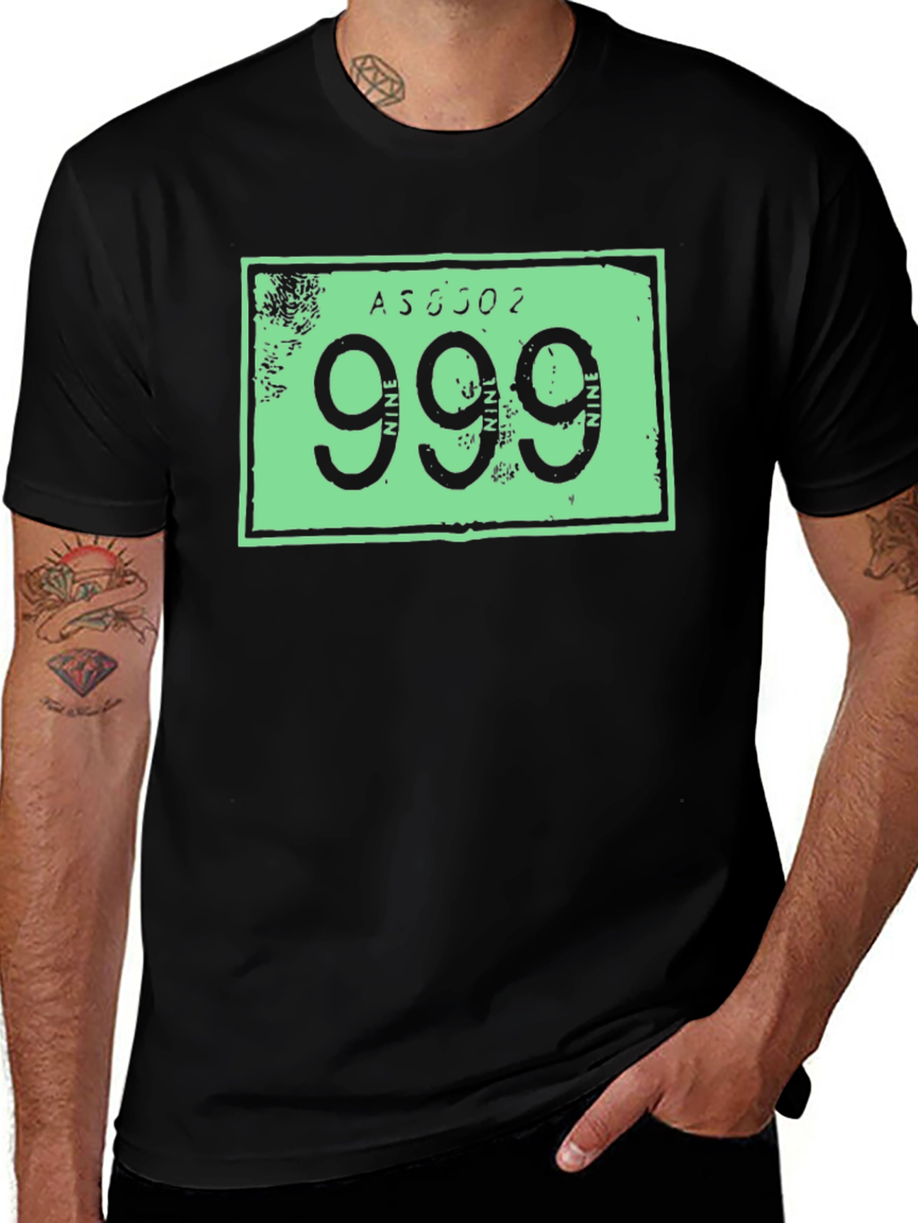 999 License Plate T-Shirt - Black Cotton Tee