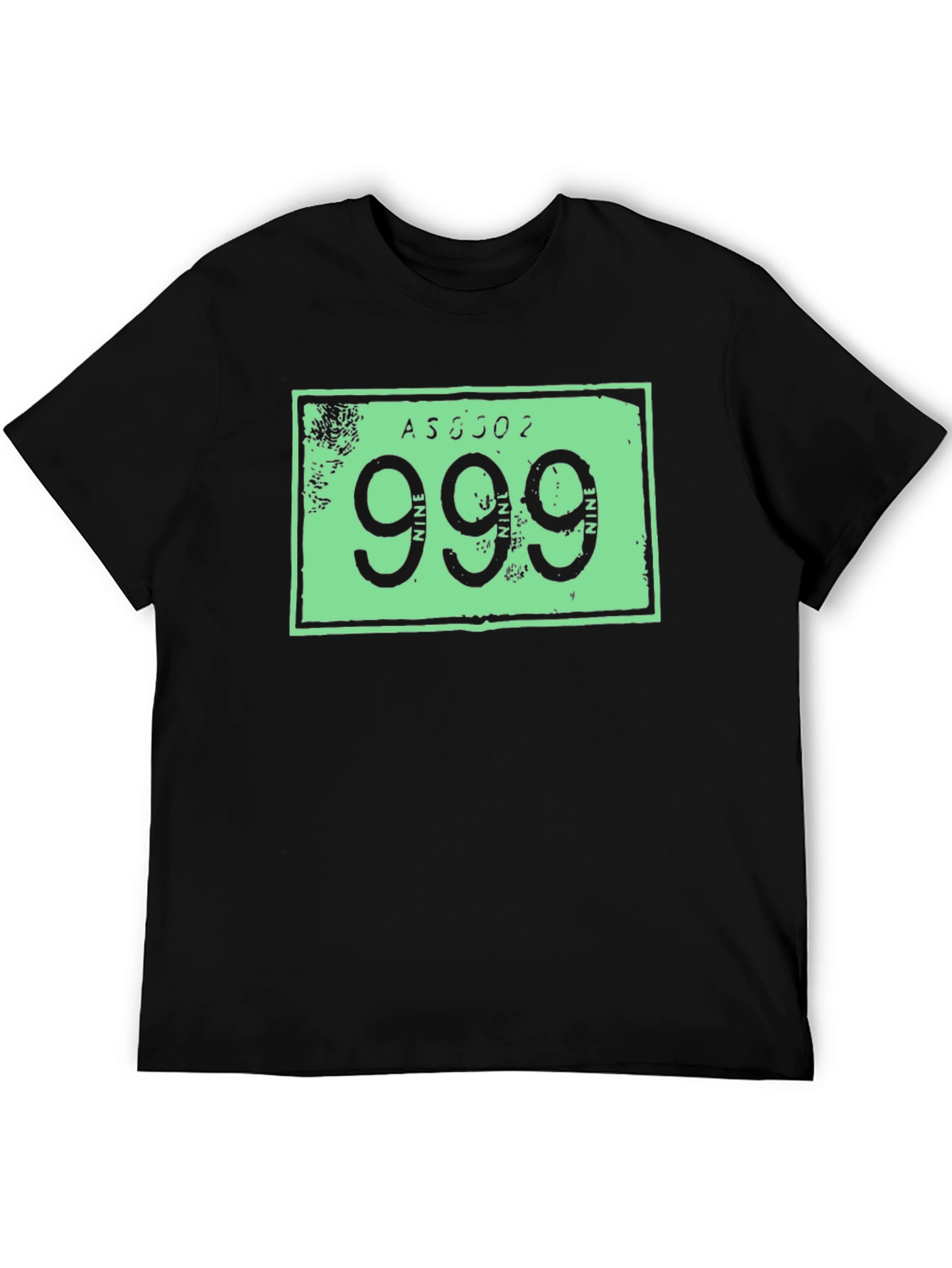 999 License Plate T-Shirt - Black Cotton Tee