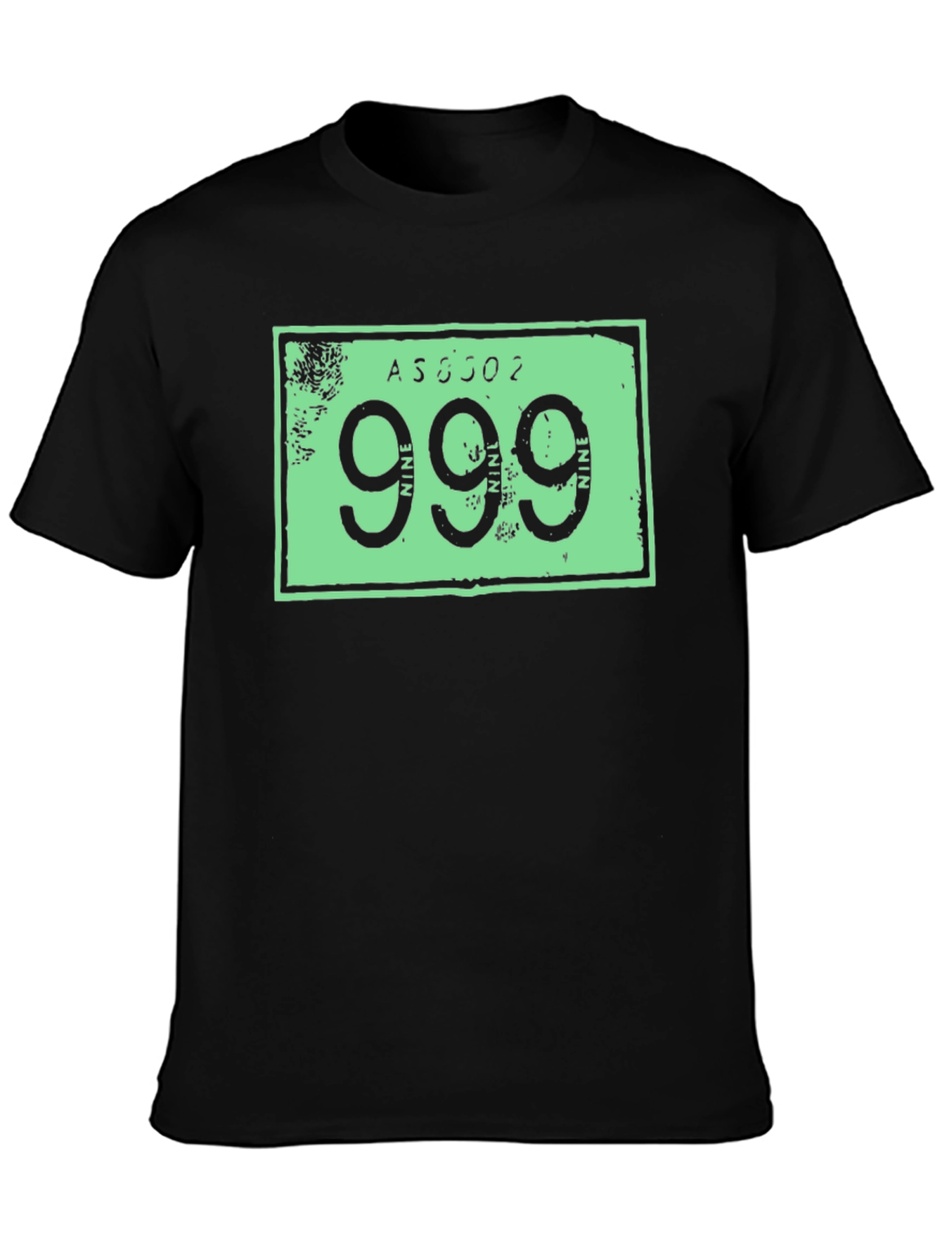 999 License Plate T-Shirt - Black Cotton Tee