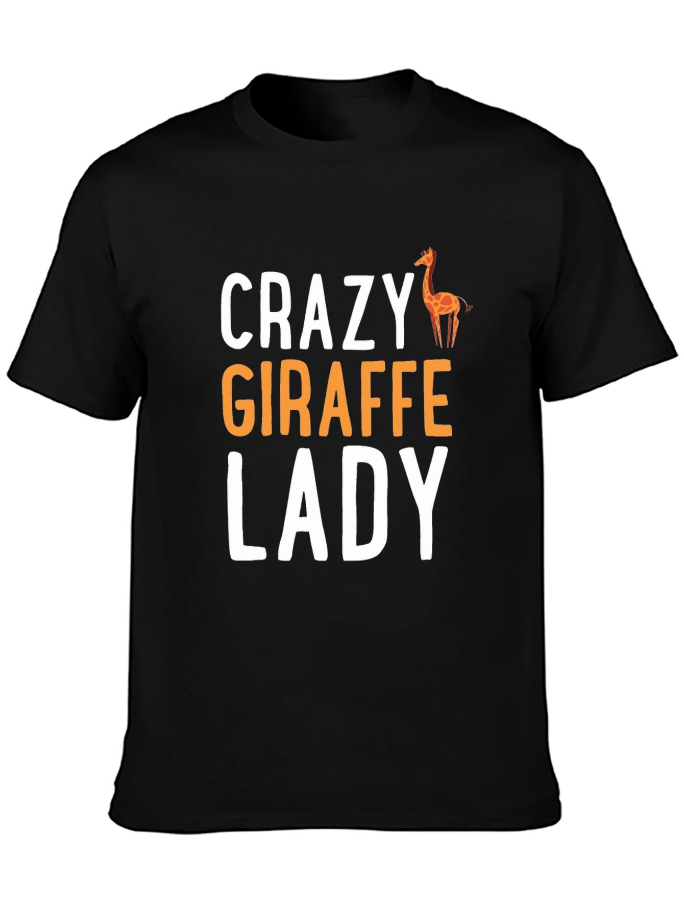 Crazy Giraffe Lady Graphic Tee - Black Cotton Shirt