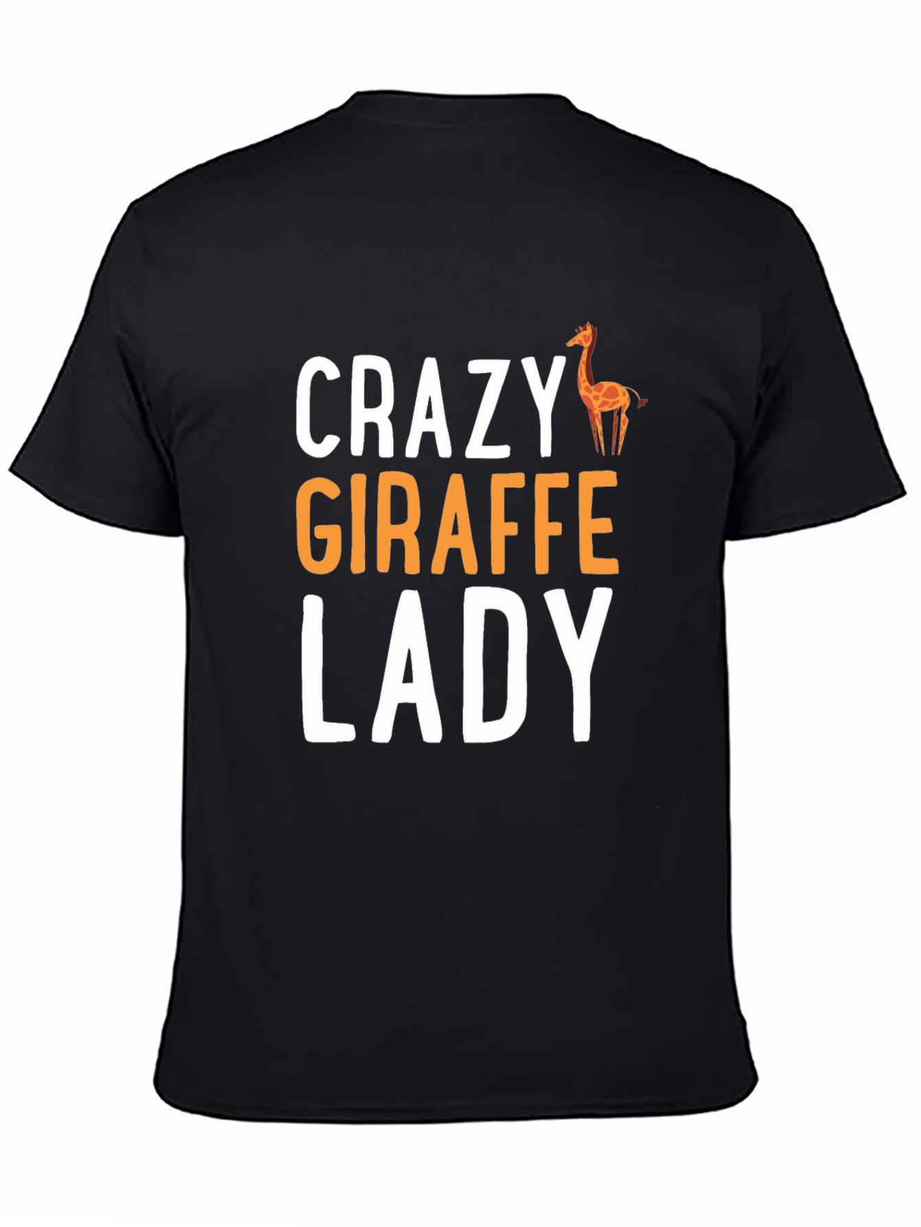 Crazy Giraffe Lady Graphic Tee - Black Cotton Shirt