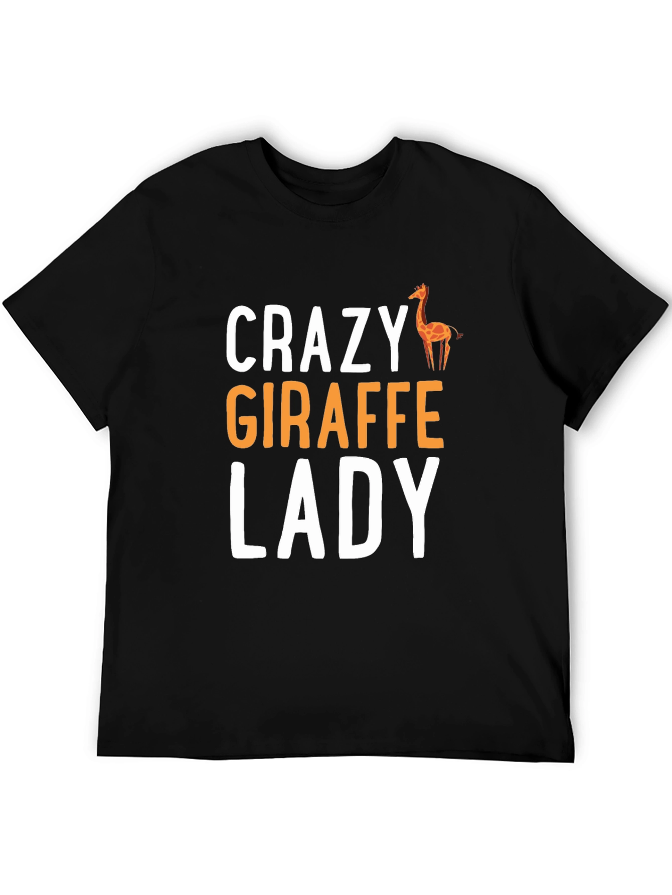 Crazy Giraffe Lady Graphic Tee - Black Cotton Shirt